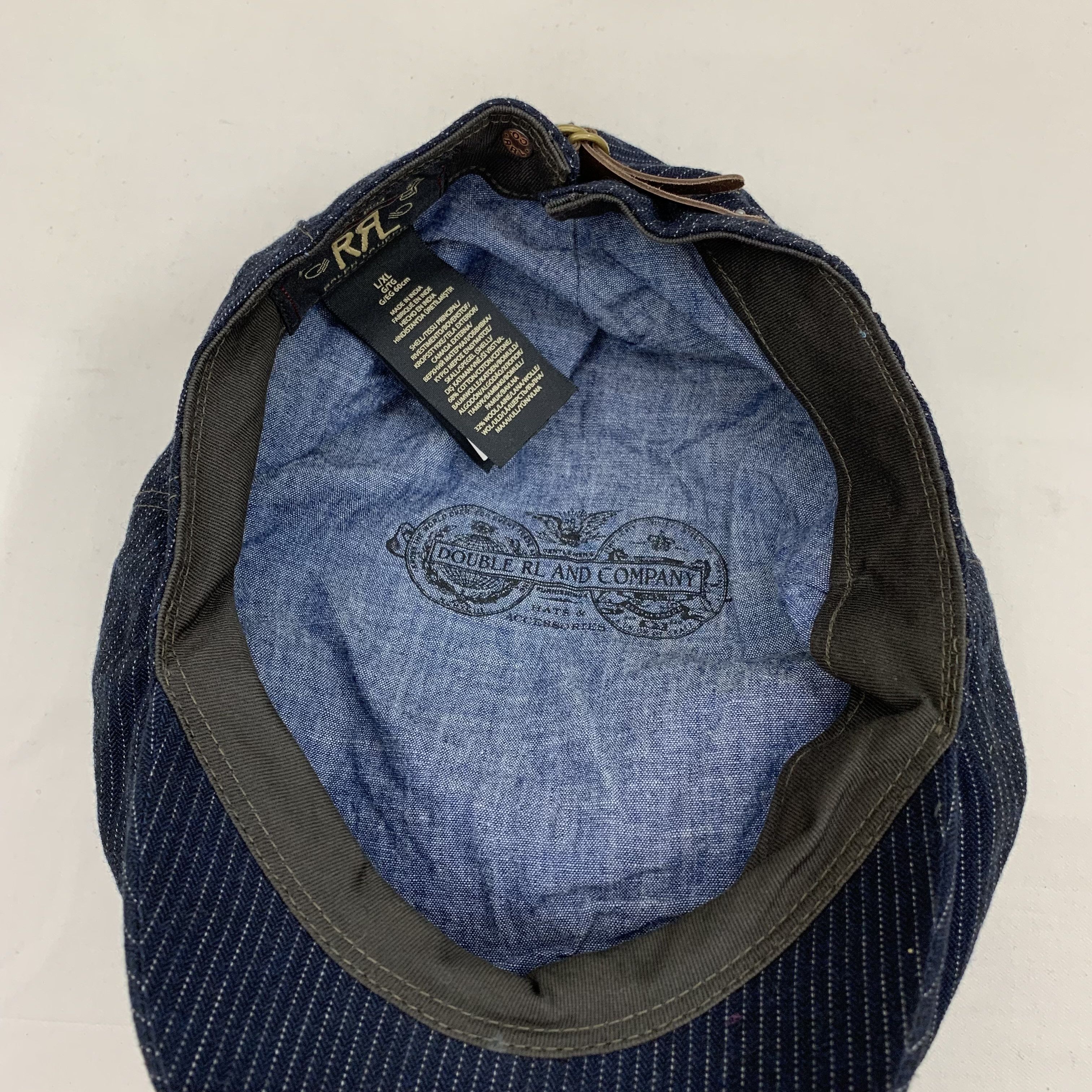 RRL Ralph Lauren × Ralph Lauren Double RL Striped Twill Driver's Cap RRL Newsboy Hat LARGE Size ONE SIZE - 10 Thumbnail
