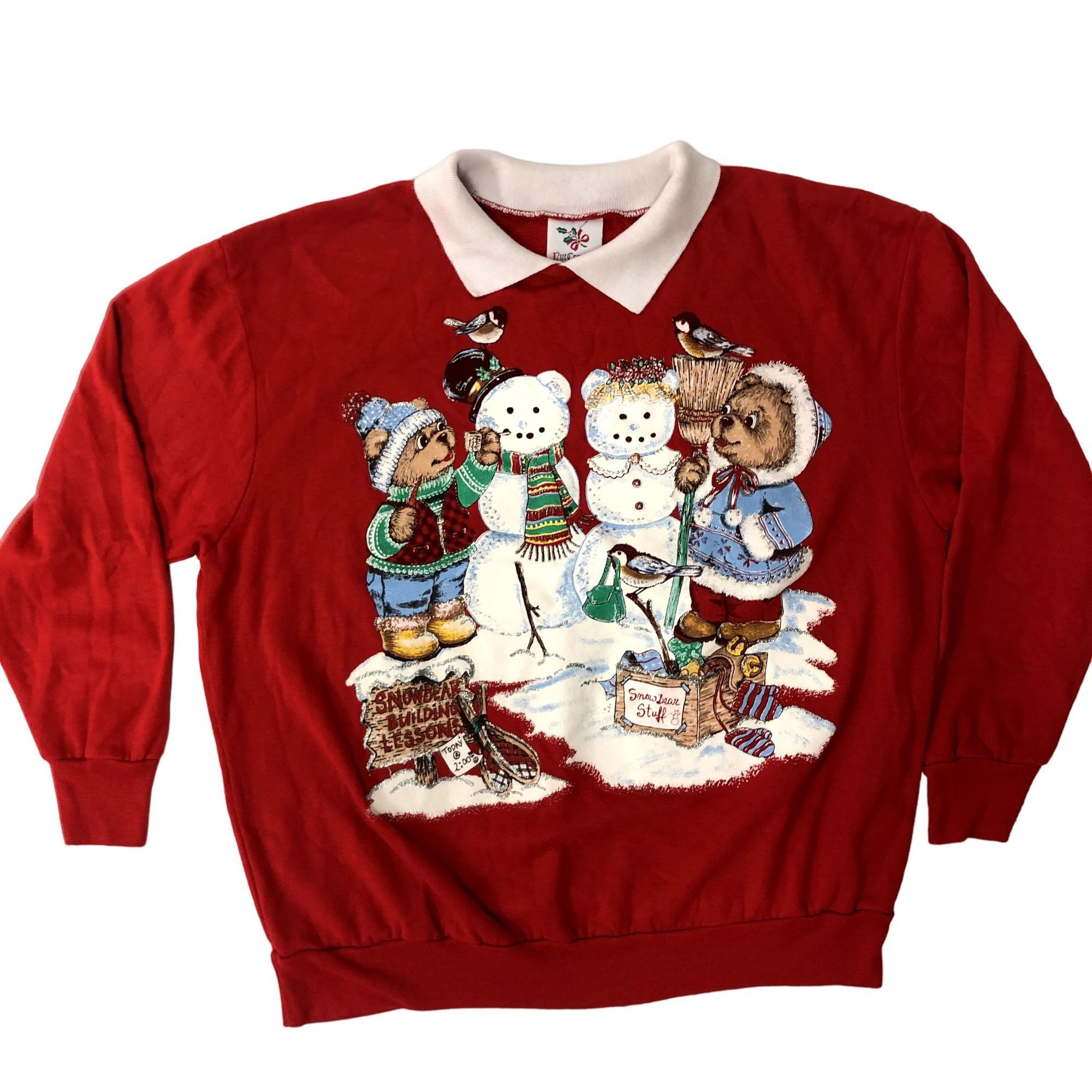 60's Nutcracker Painted CHRISTMAS Shirt SNOWMAN Sweatshirt L