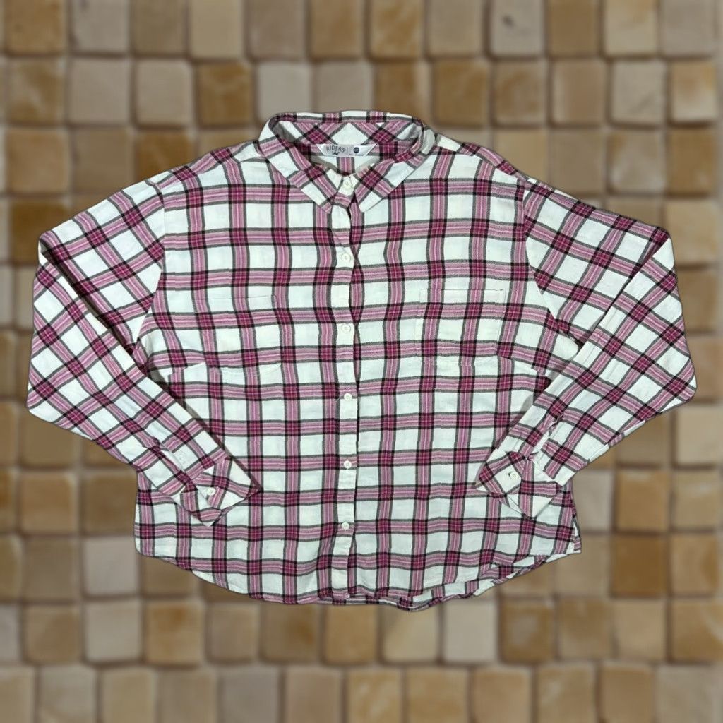 Lee Riders by Lee Pink White Plaid Check Long Sleeve Flannel Shirt Women's XXL Size XXL / US 16-18 / IT 52-54 - 1 Thumbnail