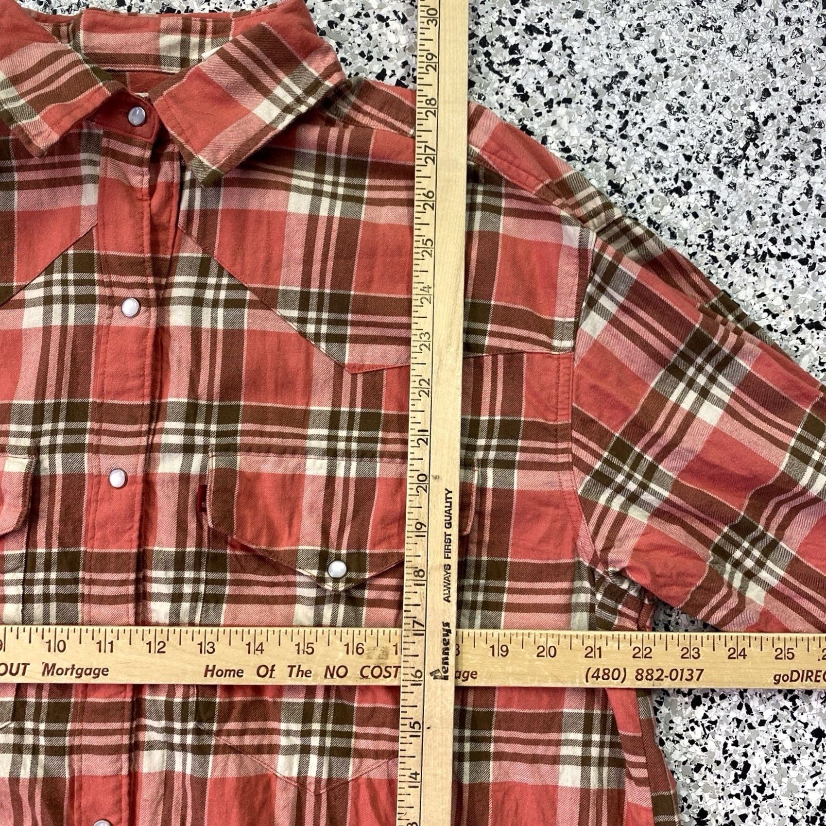 Levi's VINTAGE Levi's Western Shirt Mens Small Orange Pearl Snap Flannel Plaid Cowboy Size US S / EU 44-46 / 1 - 2 Thumbnail