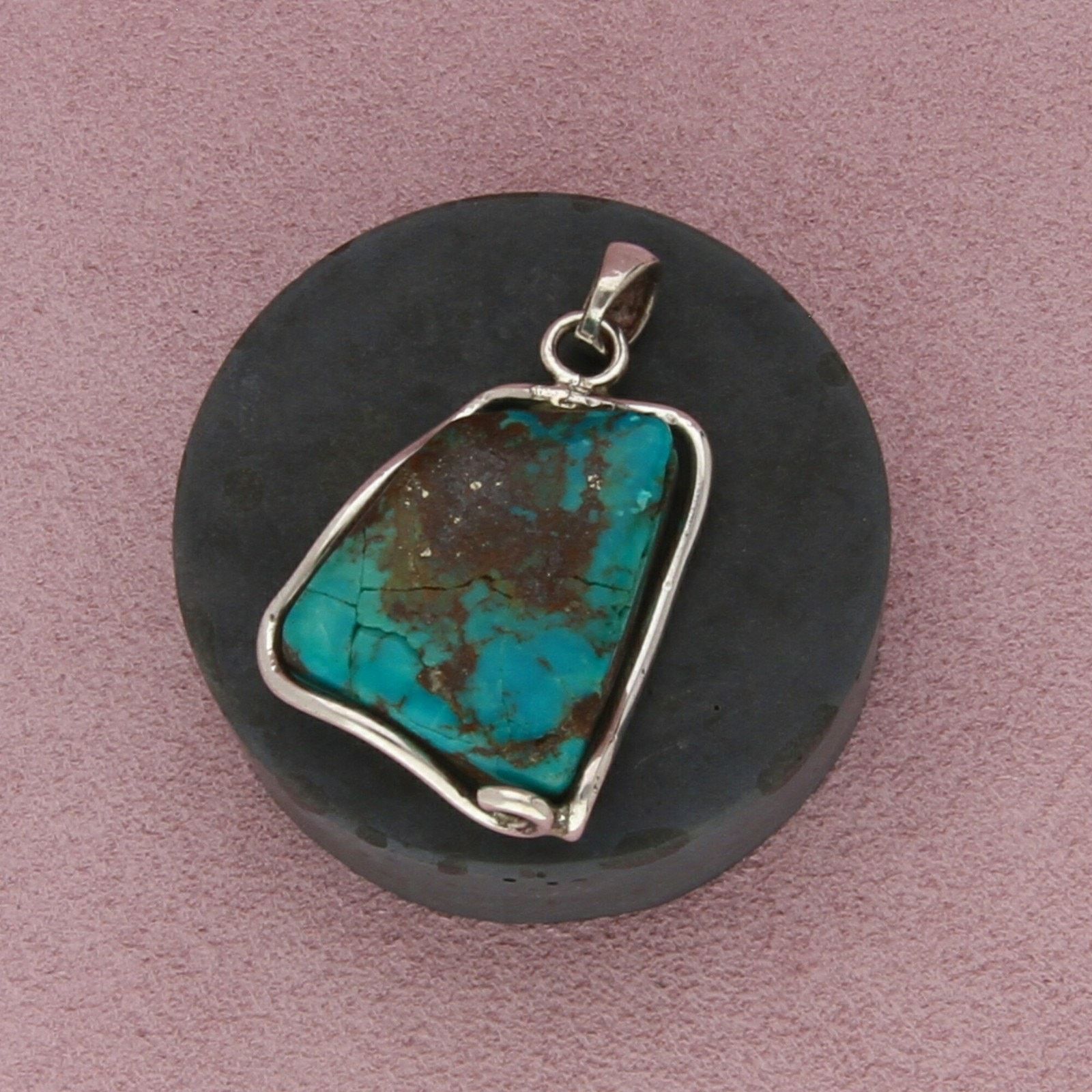 Sterling Silver sterling silver vintage wire bezel turquoise pendant Size ONE SIZE - 1 Thumbnail