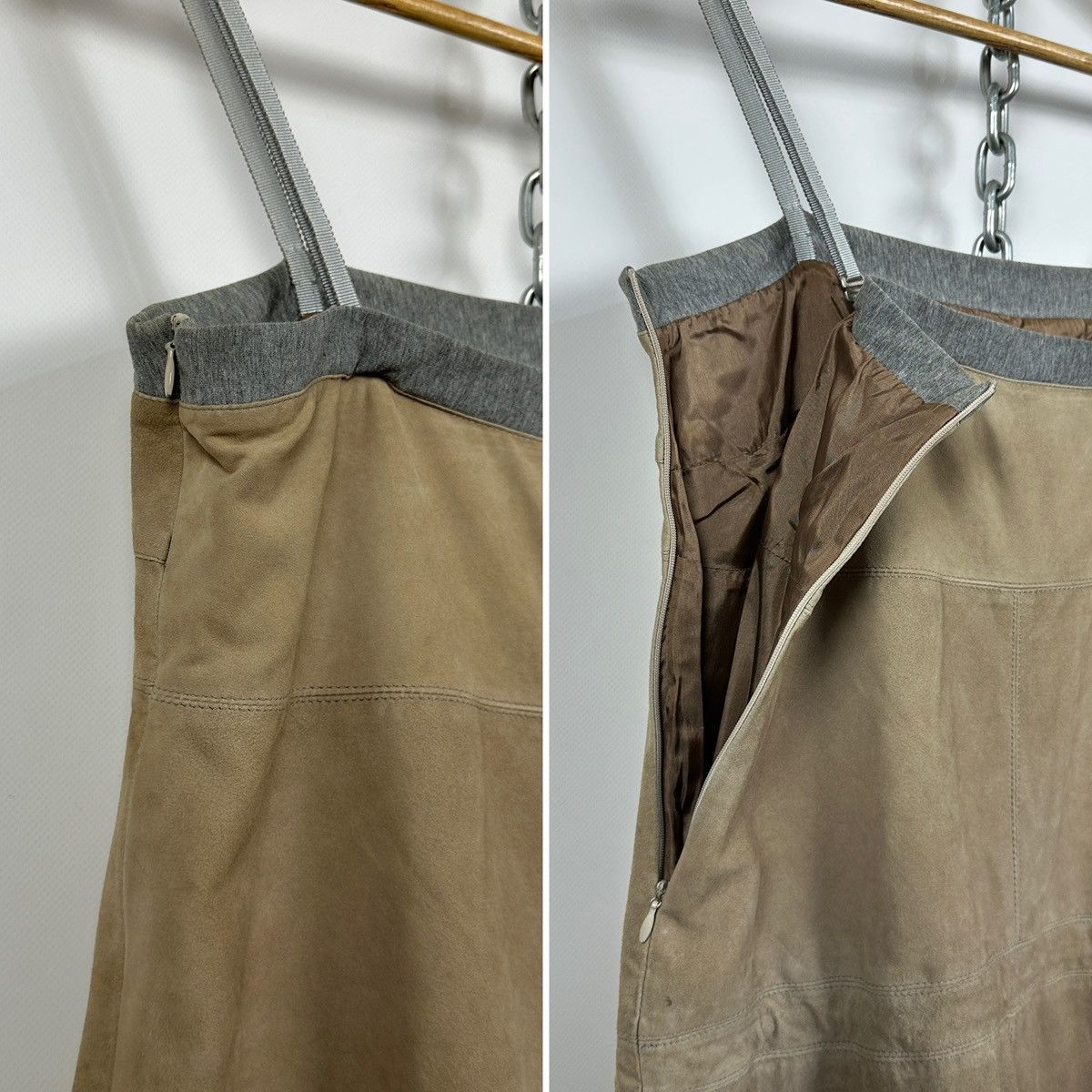 Brunello Cucinelli Vintage Brunello Cucinelli Suede Leather Strappy Midi Dress Size M / US 6-8 / IT 42-44 - 19 Thumbnail