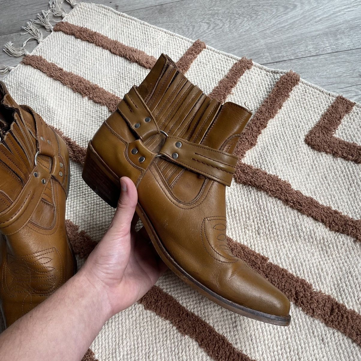 Other VINTAGE LEATHER USA STYLE WESTERN BEIGE/BROWN BOOTS Size US 11 / EU 44 - 6 Thumbnail