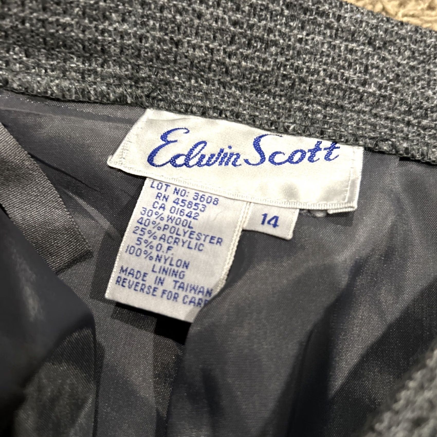 Vintage SCOTT Womens 14 Wool Blend Skirt Gray A28 Size 36" / US 14 / IT 50 - 2 Thumbnail