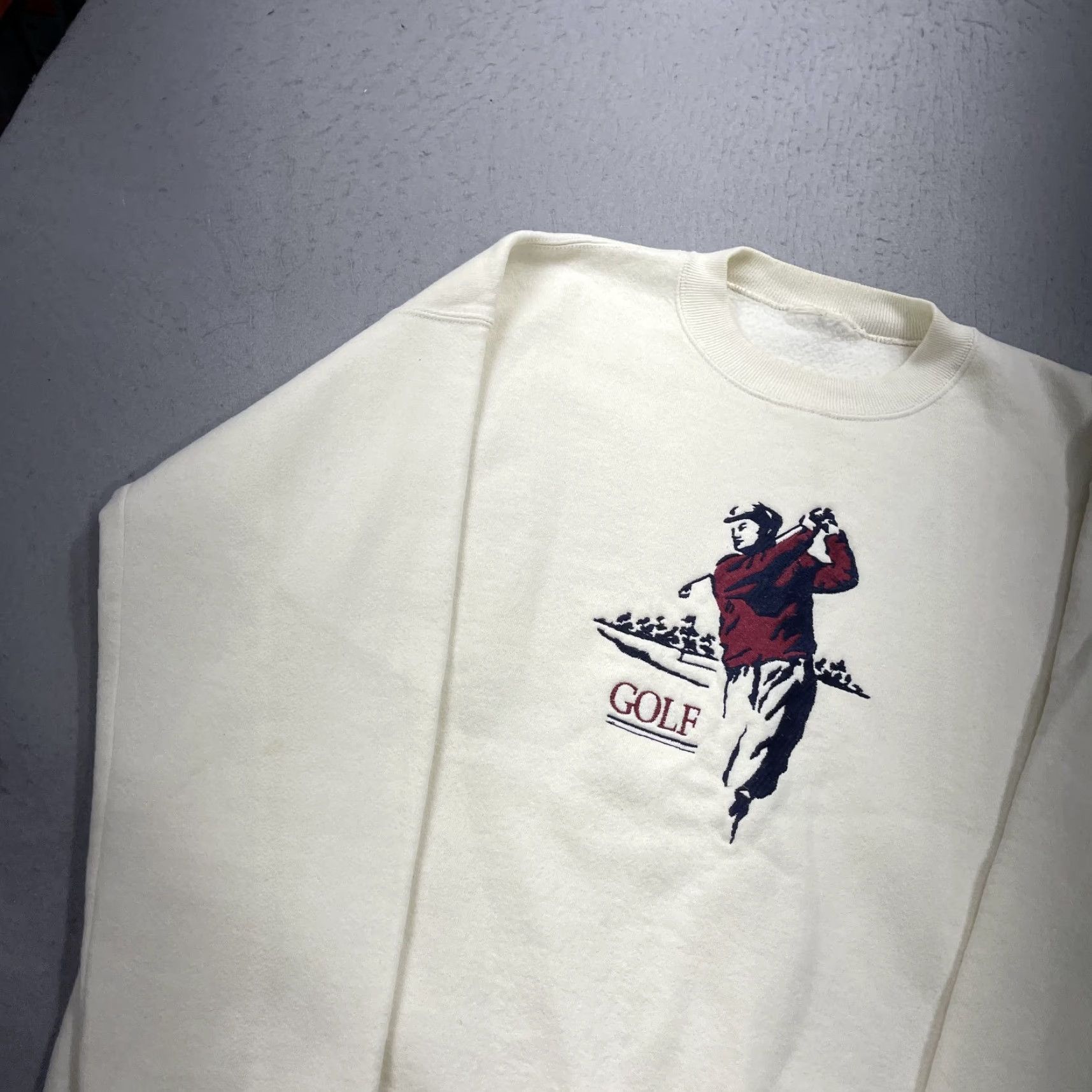 Vintage VINTAGE Golf Sweatshirt Mens XL Ivory Embroidered Logo Fleece USA 90s Size US XL / EU 56 / 4 - 3 Thumbnail
