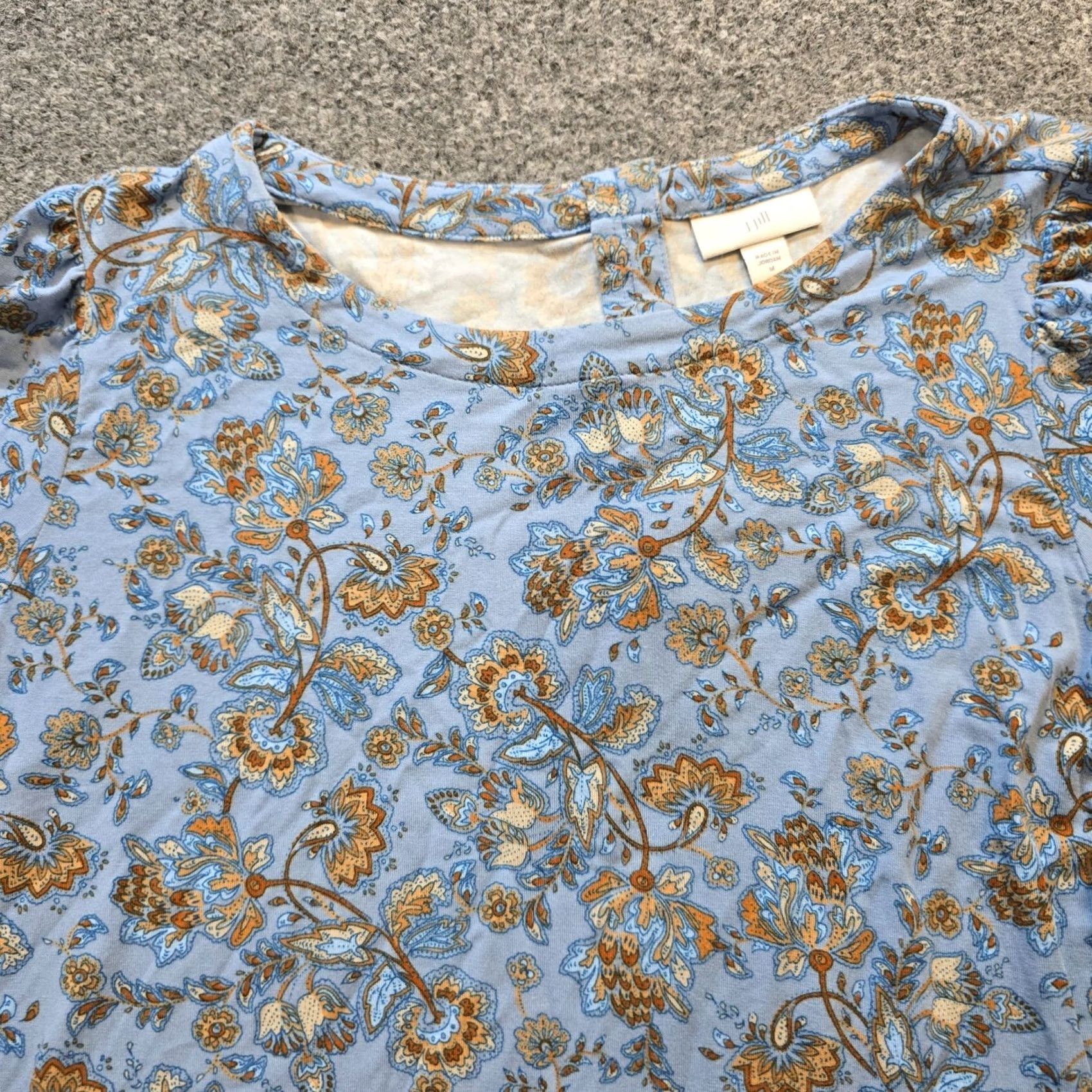 J. Jill J Jill Top Womens Medium Blue Floral Tencel Long Sleeve Stretch Casual Soft Blouse Size M / US 6-8 / IT 42-44 - 2 Thumbnail