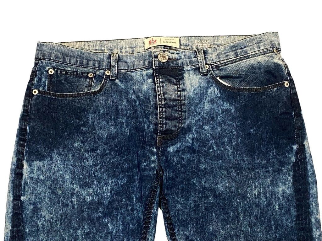 River Island River Island Man Acid Wash Skinny Stretch Slim Jeans 34/32 Size US 34 / EU 50 - 2 Thumbnail