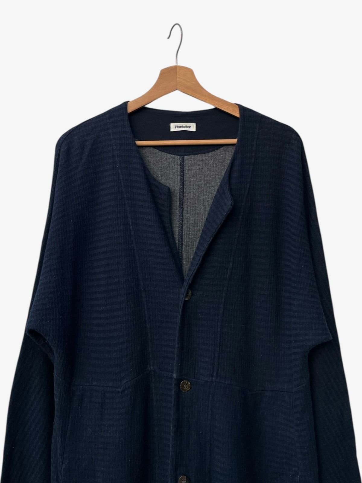 Issey Miyake Plantation Blue Cotton Long Cardigan Textured Finish Size M / US 6-8 / IT 42-44 - 7 Thumbnail