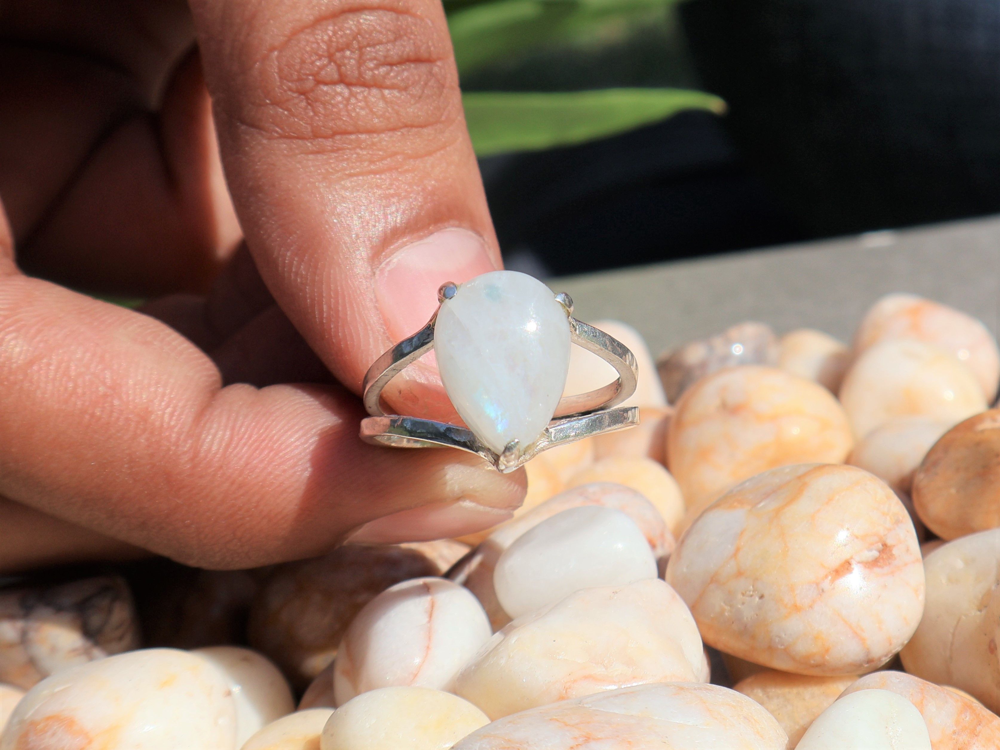 Handmade Rainbow Moonstone Ring, Handmade Ring, 925 Sterling Silver, Size ONE SIZE - 6 Thumbnail