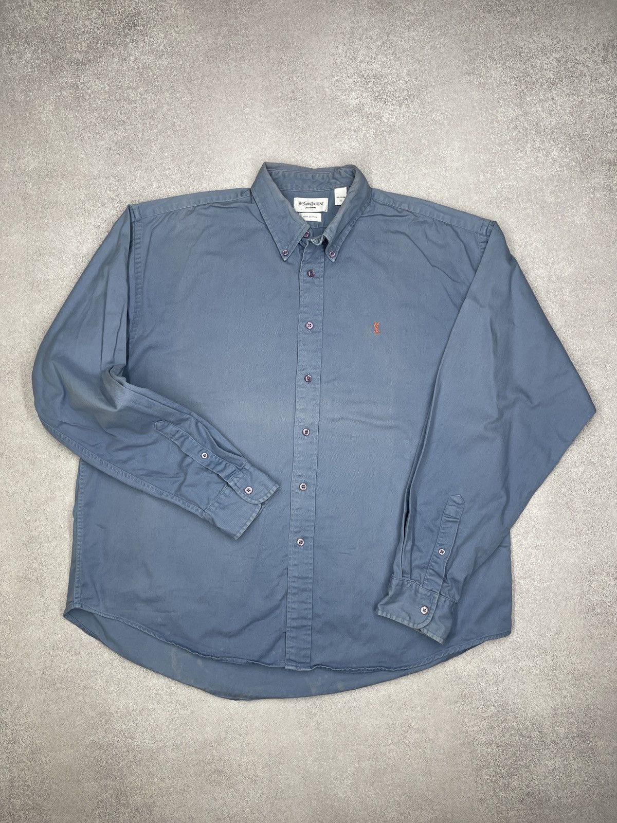 Yves Saint Laurent Vintage Yves Saint Laurent Blue Shirt Y2K Size XL Luxury Size US XL / EU 56 / 4 - 2 Thumbnail