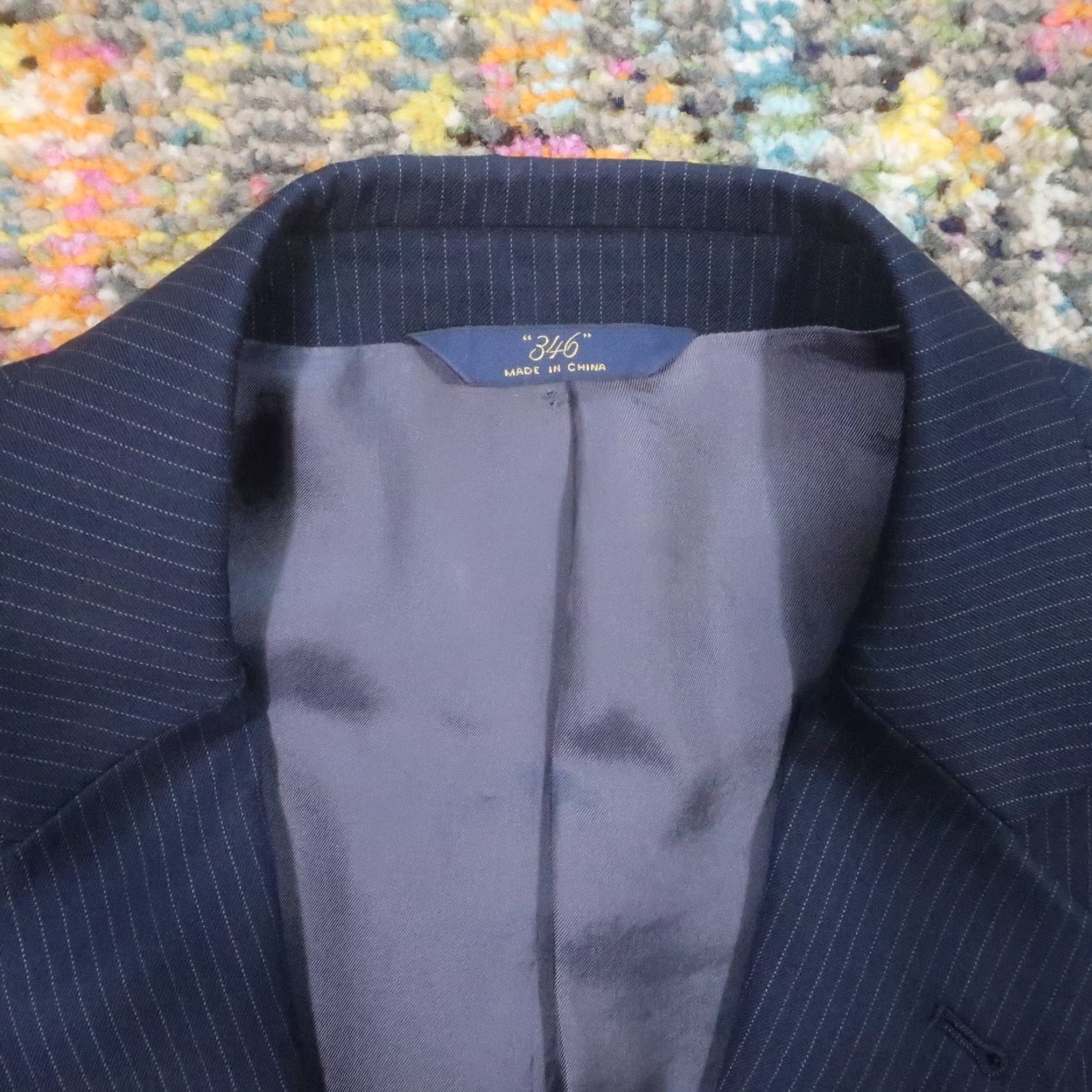 Brooks Brothers Brooks Brothers Blazer Mens 44R Wool 346 Navy Blue Pinstripe Tweed Notch Lapel Double-Vented 2-Piece 2-Button Front Jacket Size 44 Regular EUC Size 44R - 7 Thumbnail