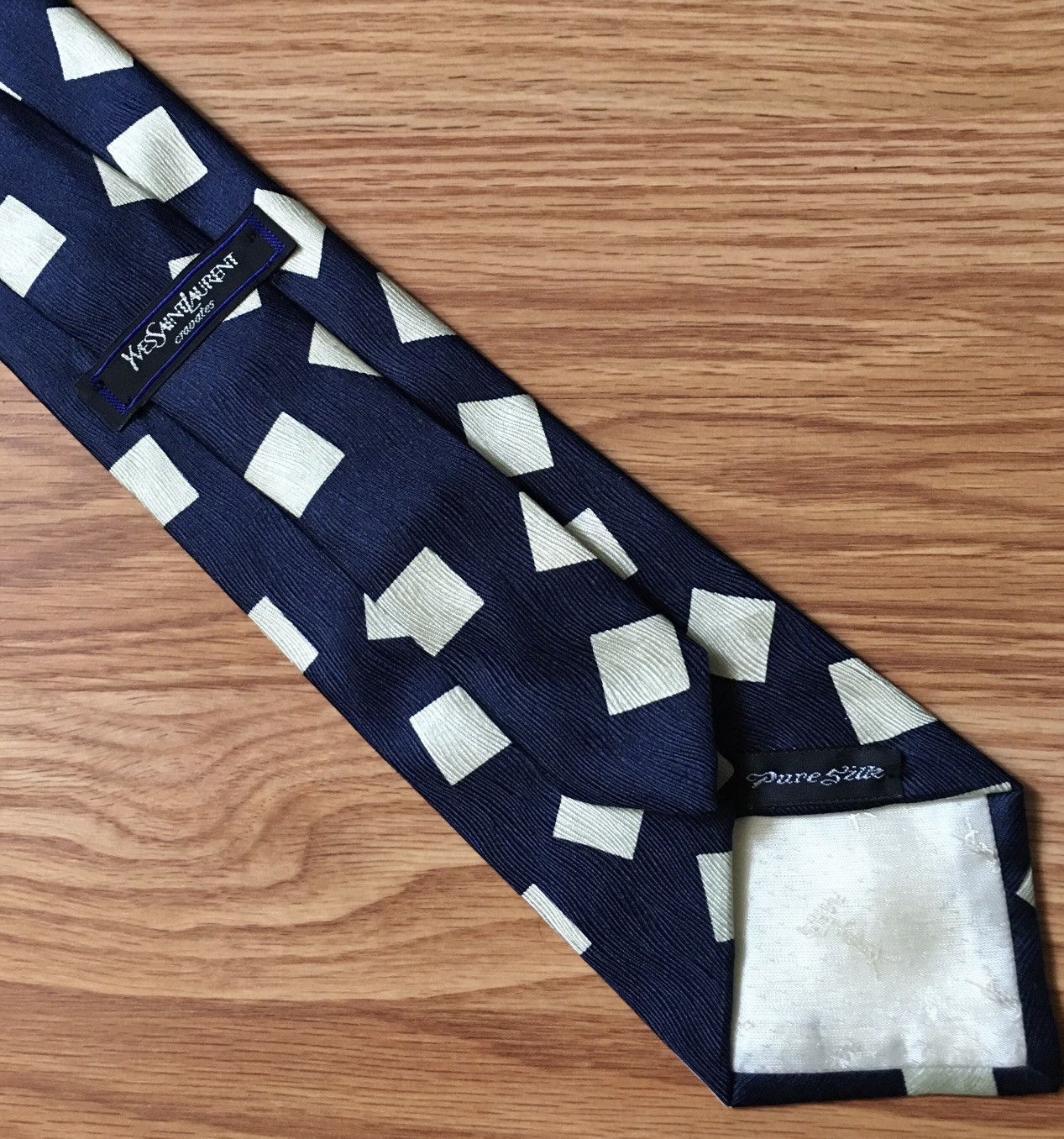 Vintage × Yves Saint Laurent Yves Saint Laurent Blue Vintage Designer Silk Mens Neck Tie Size ONE SIZE - 3 Thumbnail
