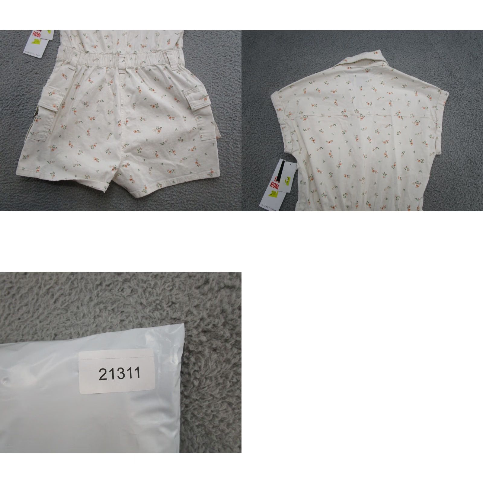 Vintage VINTAGE Celebrity Pink White Floral Cargo Jumper Romper in Women's Size Medium NEW Size 32" / US 10 / IT 46 - 9 Thumbnail