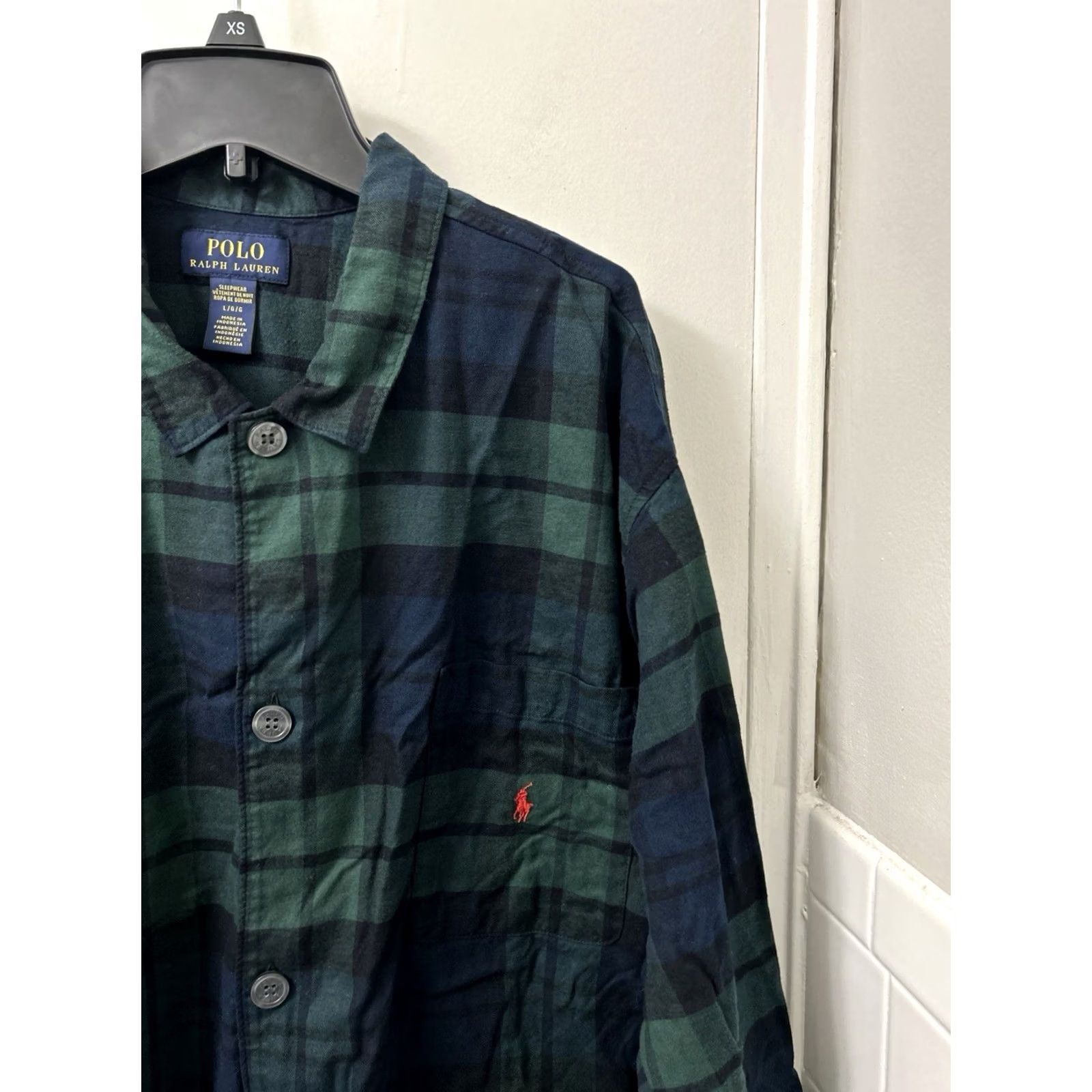 Polo Ralph Lauren VINTAGE Polo Ralph Lauren Sleepwear Shirt Mens L Green Navy Plaid Pony Logo Size US L / EU 52-54 / 3 - 4 Thumbnail