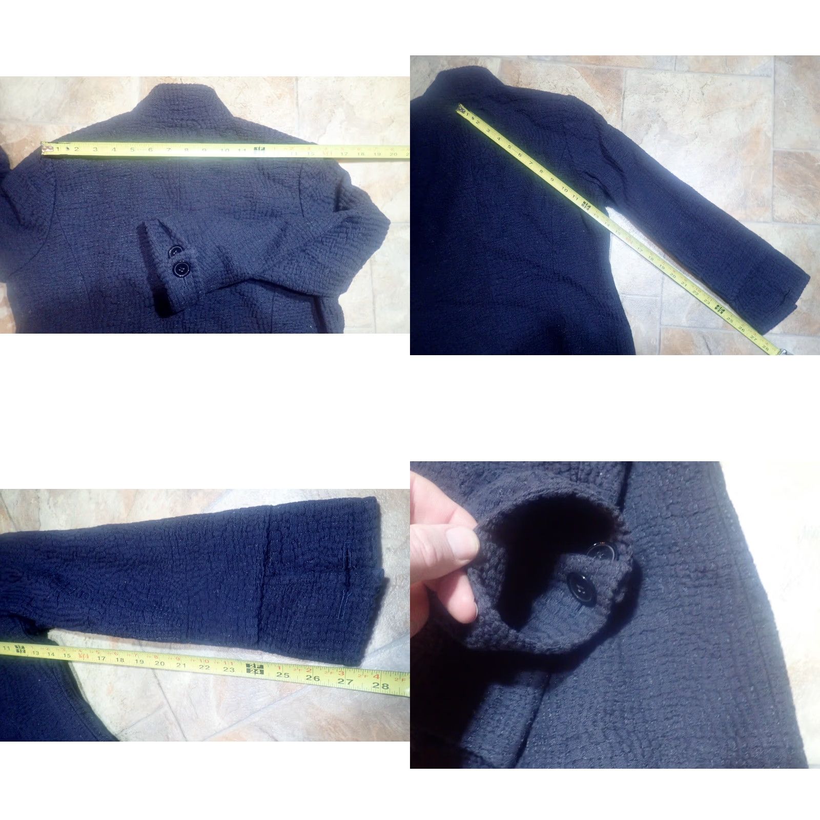 Vintage VINTAGE Linea Louis Dell'Olio Jacket Ladies Double Breasted Textured Knit Satin Lining Black S Polyester Classic Jacket Womens Size S / US 4 / IT 40 - 10 Thumbnail
