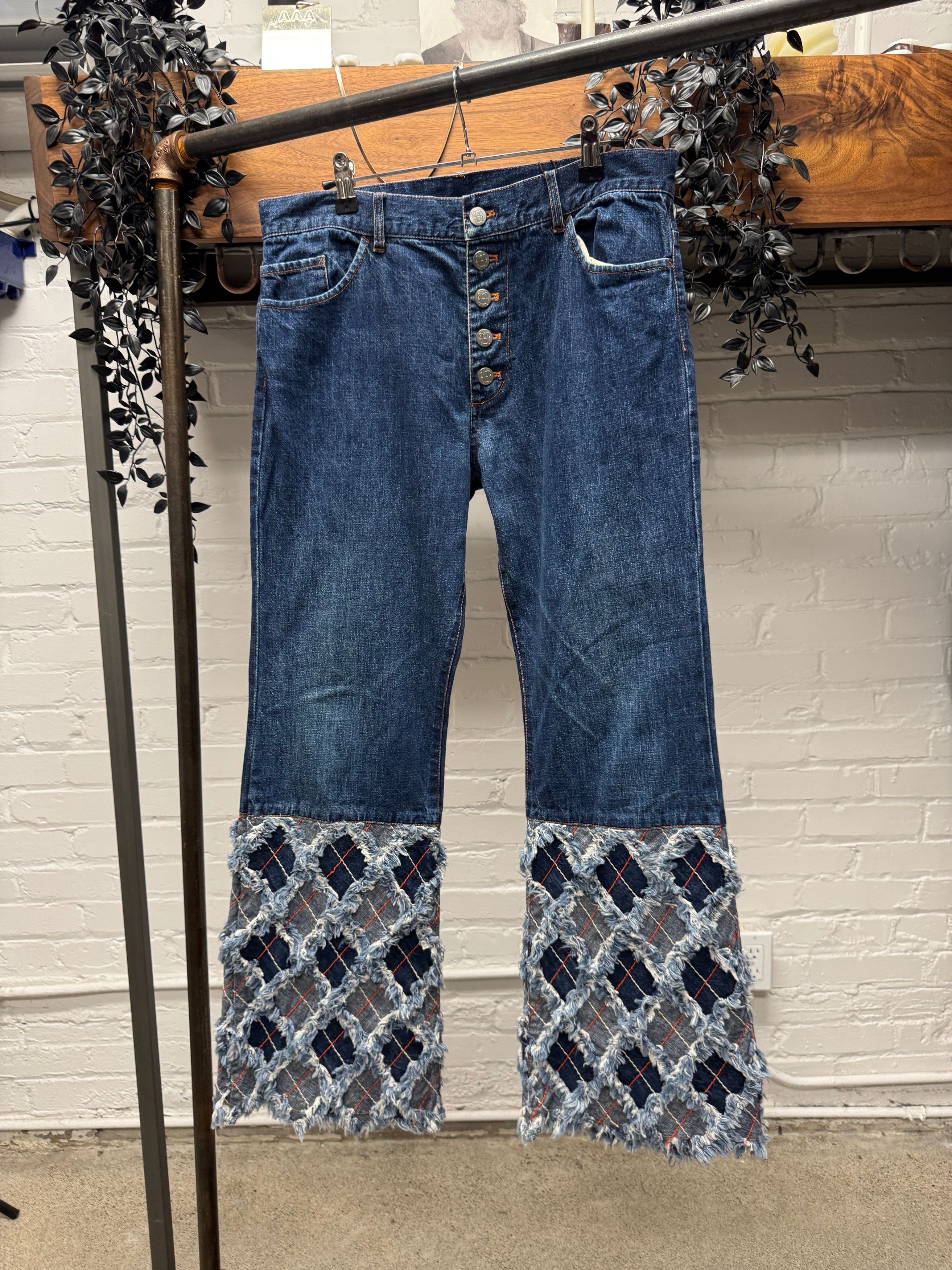 Jean Paul Gaultier Vintage Jean Paul Gaultier ‘Argyle’ Flared Leg Denim Size 30" / US 8 / IT 44 - 1 Thumbnail