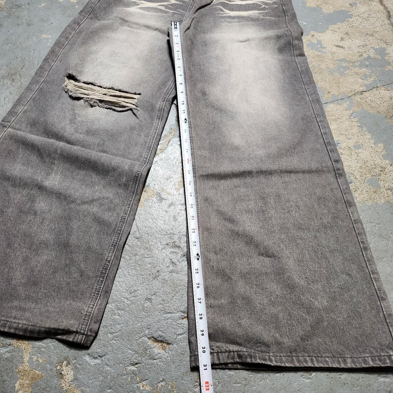 Japanese Brand Grey Ripped Baggy Faded Denim Size US 32 / EU 48 - 6 Thumbnail