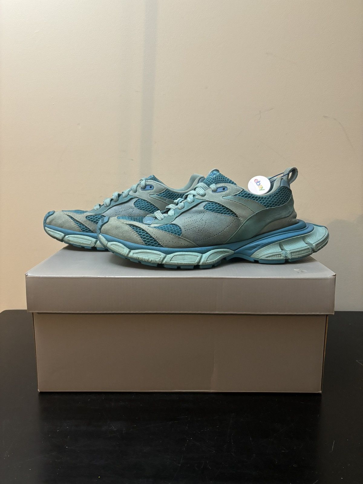 Balenciaga Balenciaga 3XL Suede Mesh Sneakers Teal Blue Size US 13 / EU 46 - 1 Thumbnail