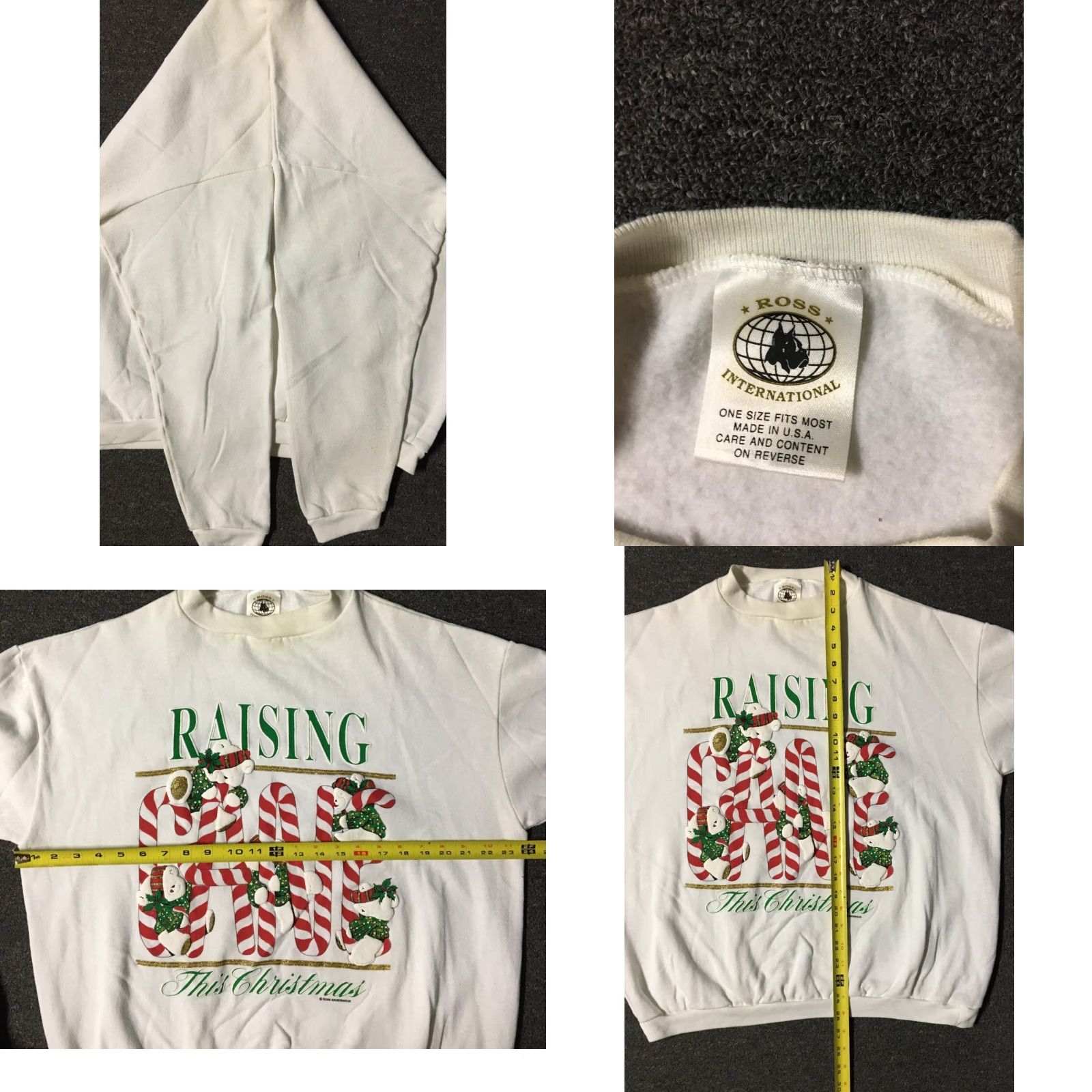 Vintage VINTAGE Christmas Bears Candy Cane Sweatshirt L Adults White 90s 80s USA Ross Sportswear Men Pullover Cartoon Holiday Art Christmas Bears Size US L / EU 52-54 / 3 - 8 Thumbnail