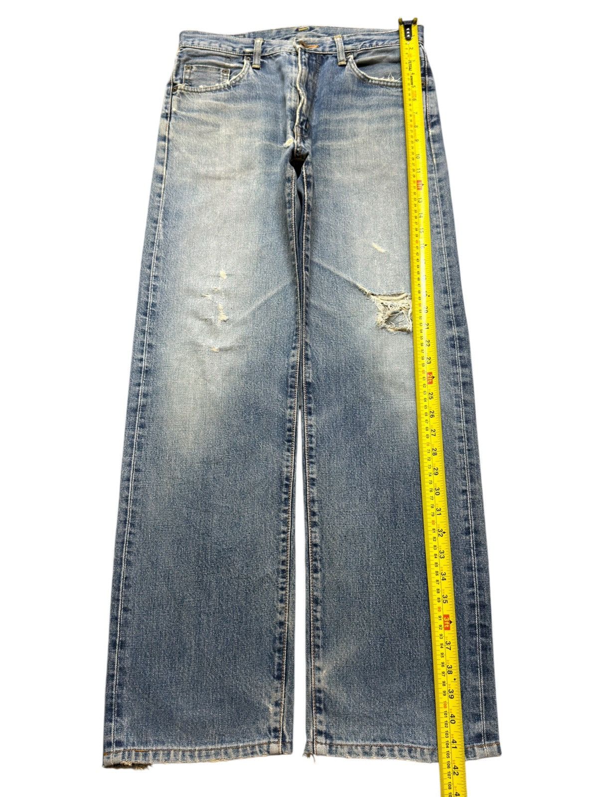 Vintage 90s Edwin 505xx Selvedge Blue Faded Wash Distressed