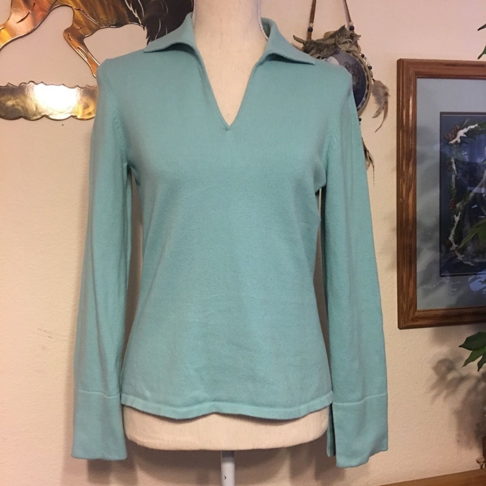 Vintage Hillard & Hansen blue collared long sleeve sweater Size S / US 4 / IT 40 - 2 Thumbnail