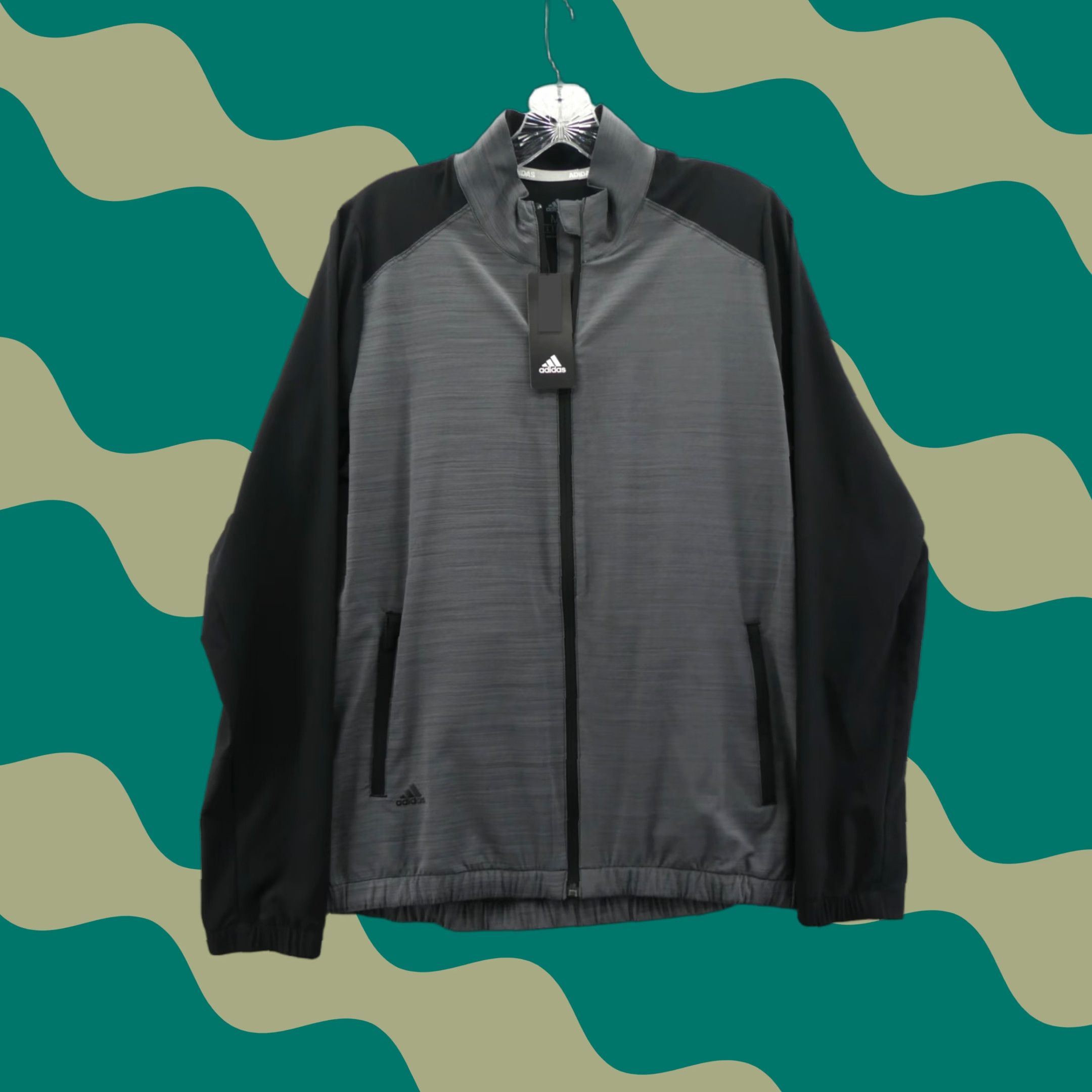 Adidas Jacket Mens Medium Gray Black Full Zip Reversible Casual