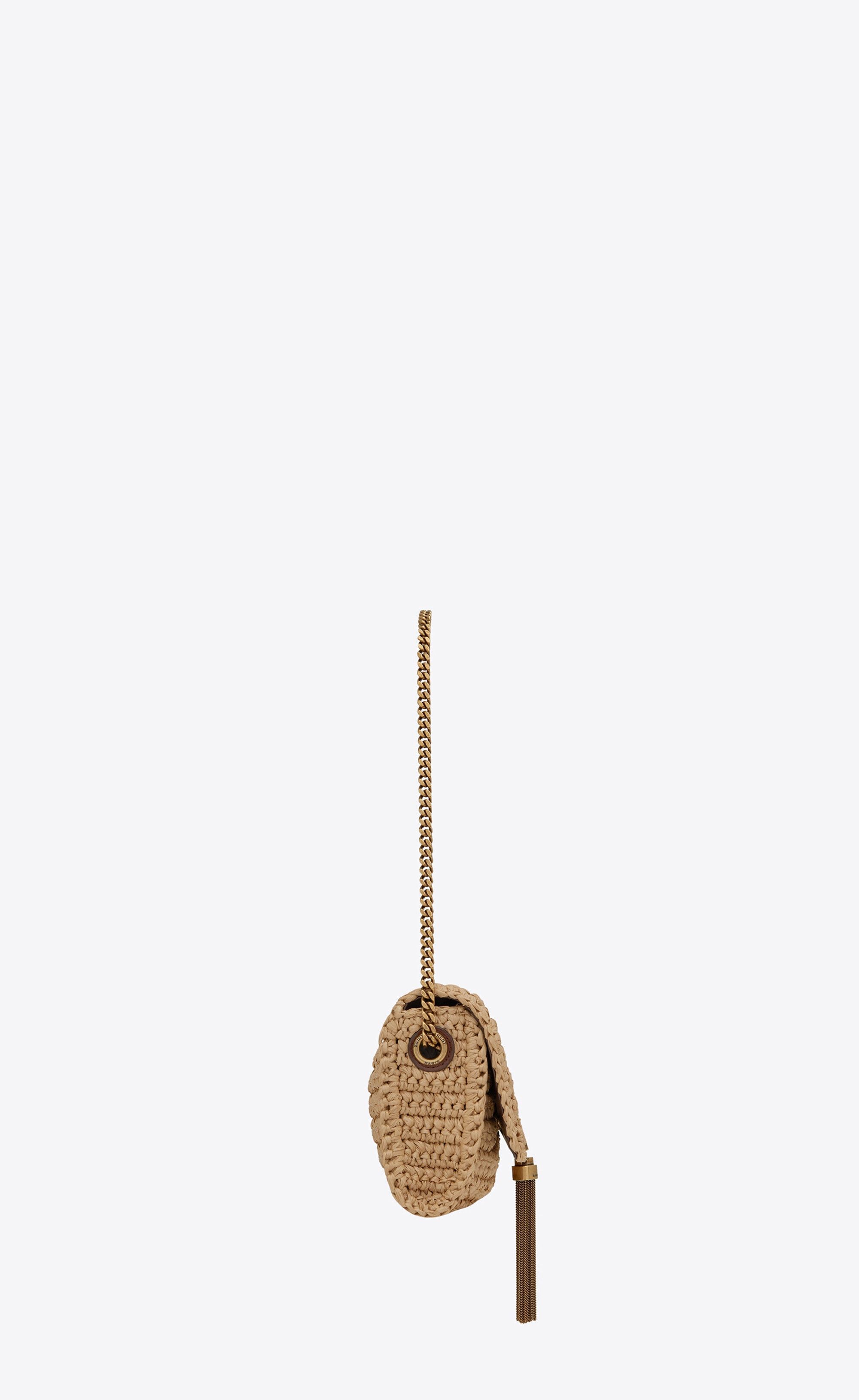 Saint Laurent Paris o1s1wg110925 Size: OS Kate 99 Tassel Raffia Shoulder Bag Tan Size ONE SIZE - 3 Thumbnail