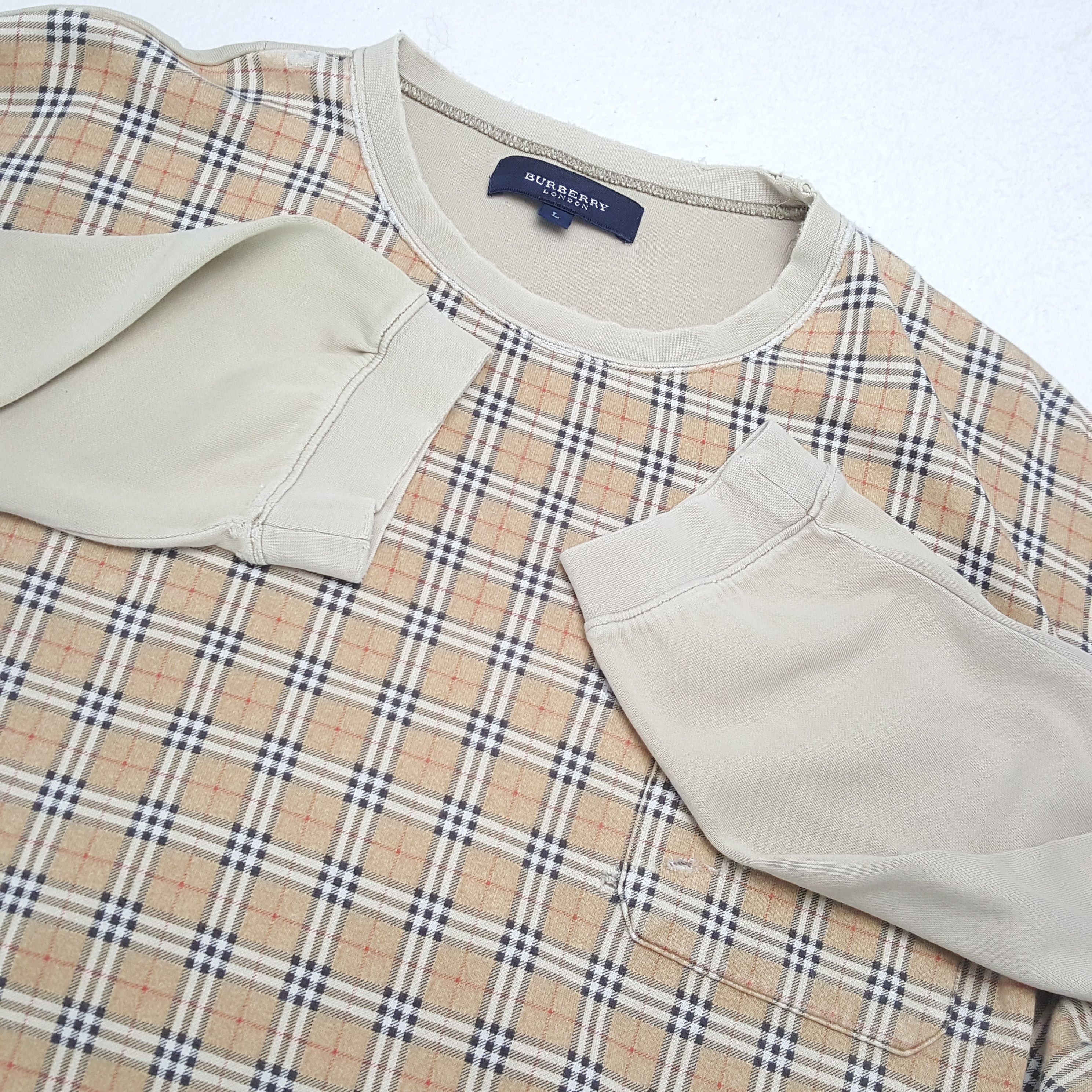Burberry Vintage BURBERRY LONDON Nova Check Distressed Sweatshirt Size US L / EU 52-54 / 3 - 10 Thumbnail