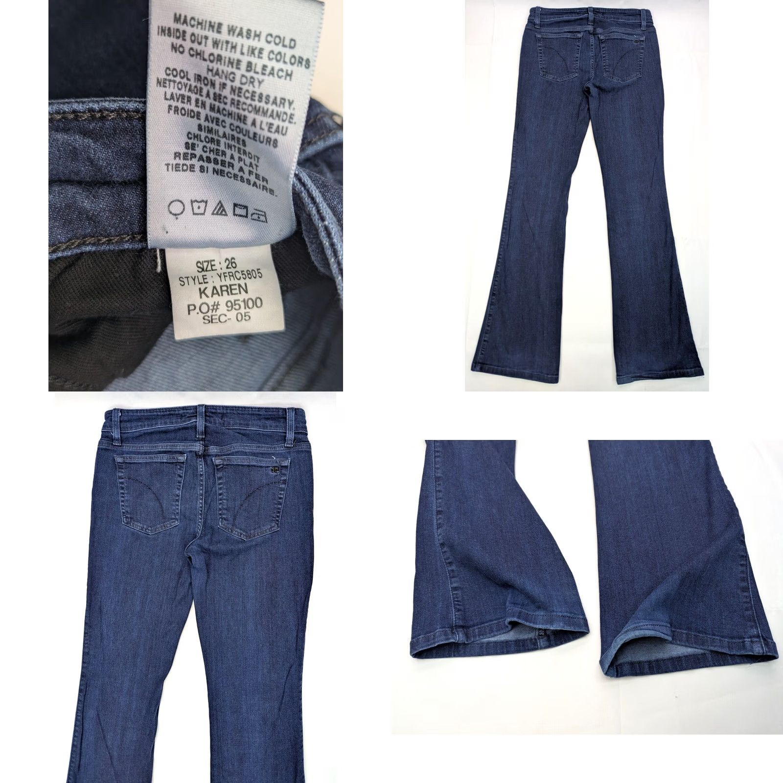 Vintage Joe's Jeans Blue 90s Petite Bootcut Jeans Women 26P 28x31 Mid Rise Stretch Denim 5-Pocket Gunmetal Zipper Button Front USA Theme Size 26" / US 2 / IT 38 - 8 Thumbnail