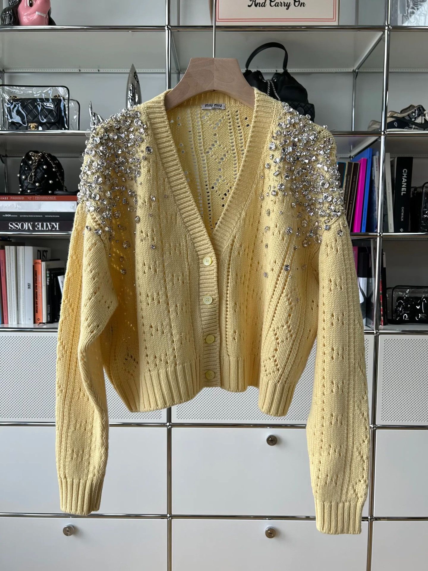 Miu Miu MiuMiu Crystal Decorated Cashmere Cardigan Size XS / US 0-2 / IT 36-38 - 1 Thumbnail