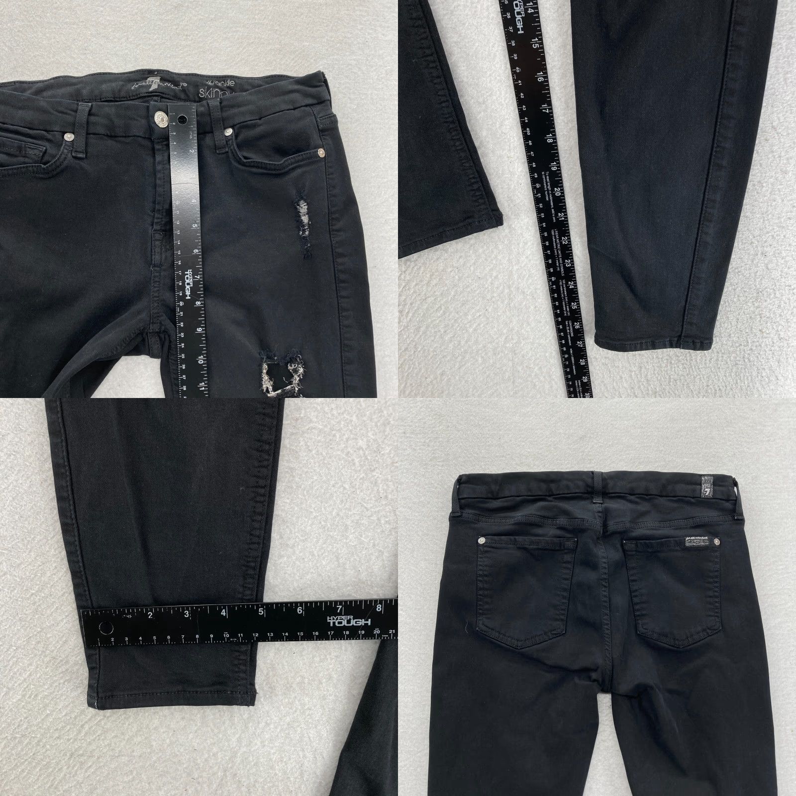 7 For All Mankind 7 For All Mankind Jeans Women's 29 Ankle Skinny Black Stretch Denim Distressed Denim Size 30" / US 8 / IT 44 - 8 Thumbnail