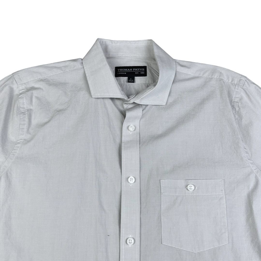 Other Thomas Payne London Button Down Mens LS Light Gray Large EUC Size US L / EU 52-54 / 3 - 6 Thumbnail
