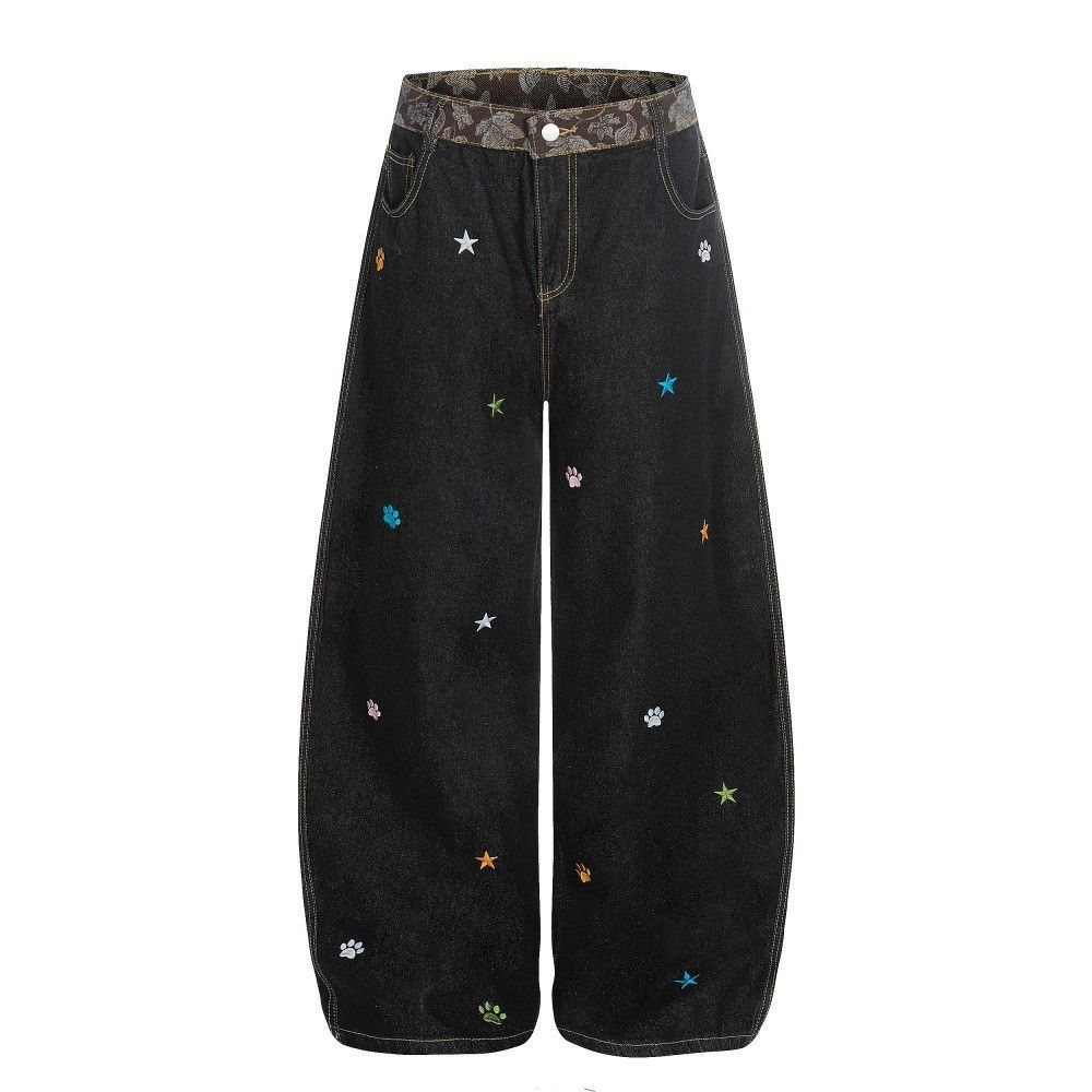 Jean Vintage loose-fitting star embroidered scimitar jeans Size US 32 / EU 48 - 1 Thumbnail