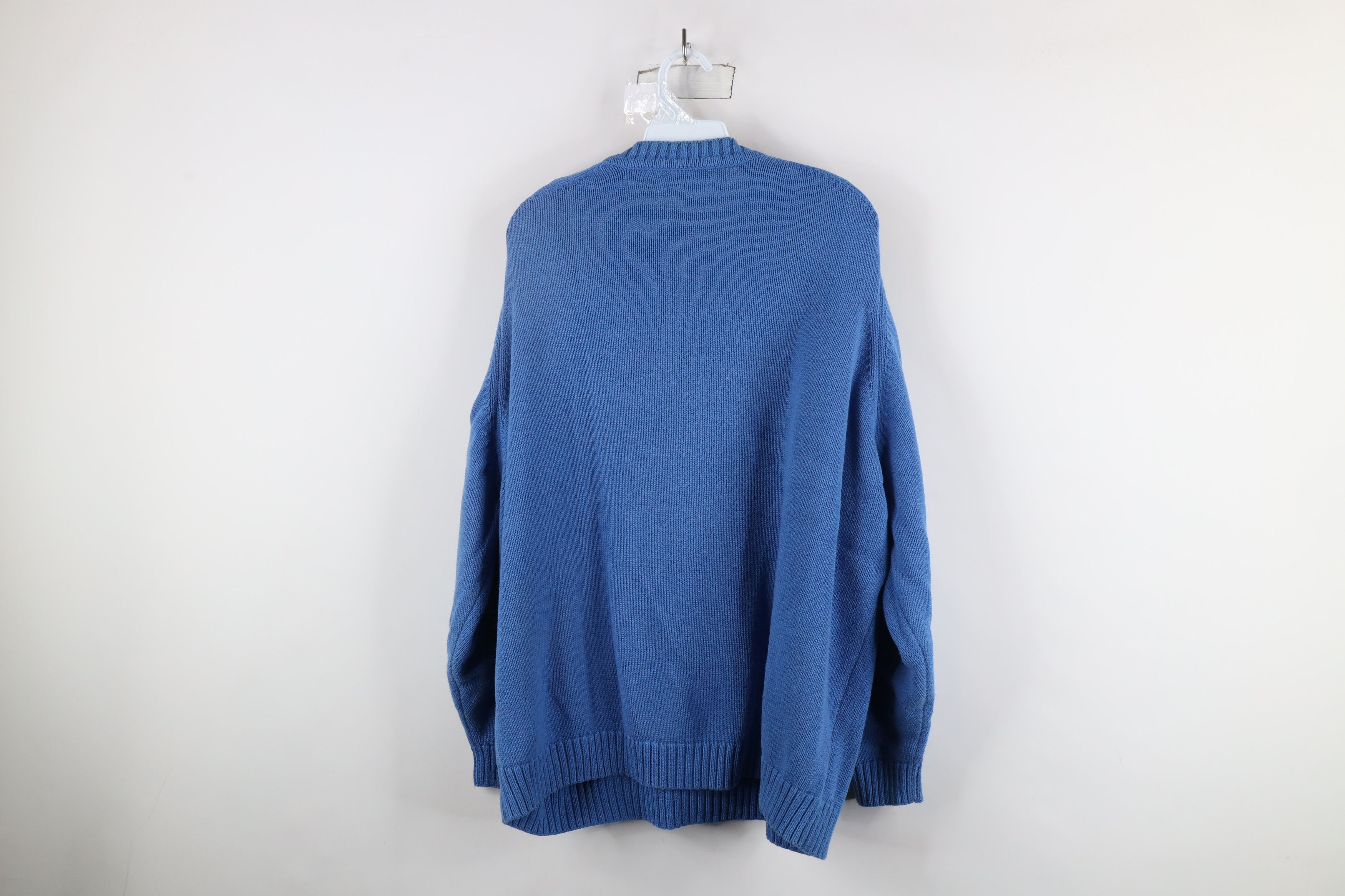 Lands' End × Vintage Vintage 90s Lands End Cotton Knit Crewneck Sweater Blue USA Size XXL / US 16-18 / IT 52-54 - 8 Thumbnail