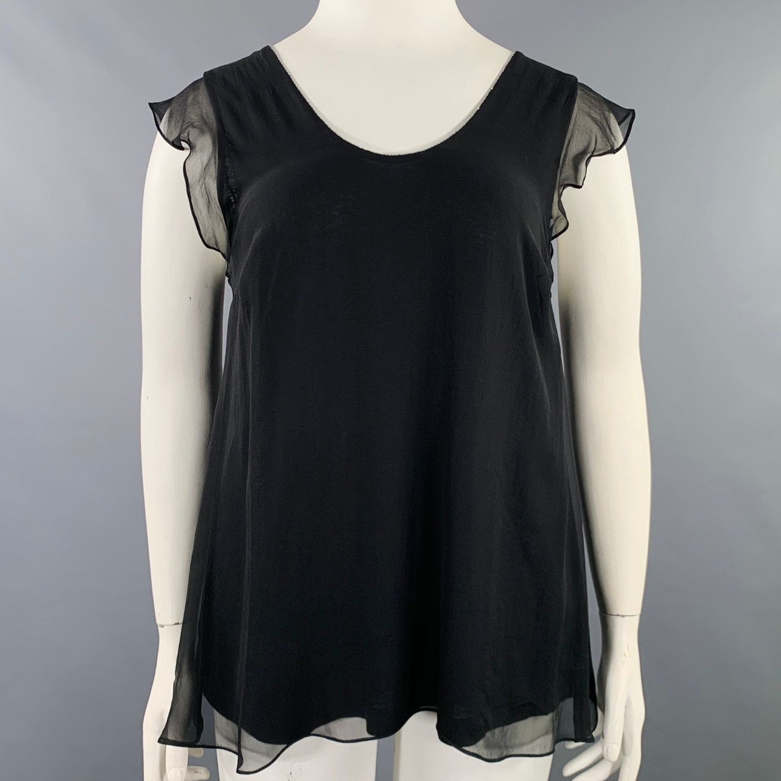 Brunello Cucinelli XL Black Silver Silk Monili Double Layer Dress Top Size XL / US 12-14 / IT 48-50 - 1 Thumbnail