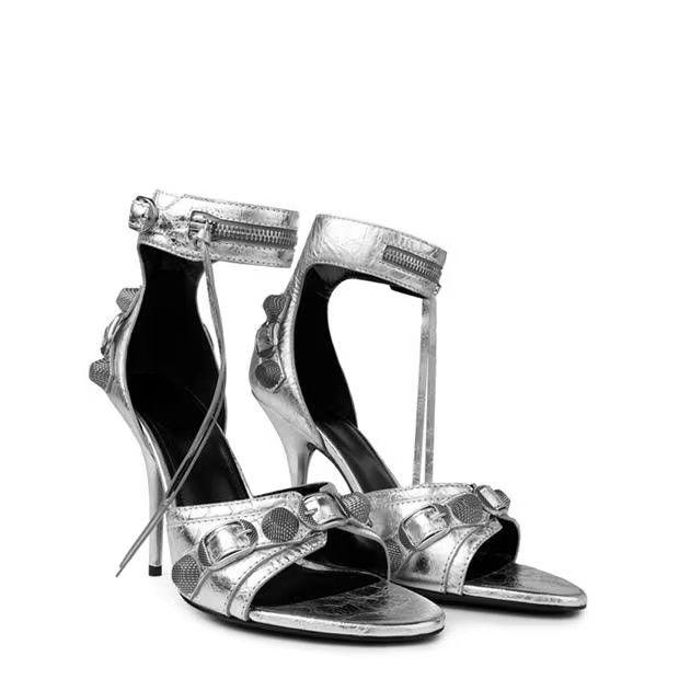 Balenciaga o1g2r1mq0924 Heels Sandals in Silver Size US 9 / IT 39 - 3 Thumbnail