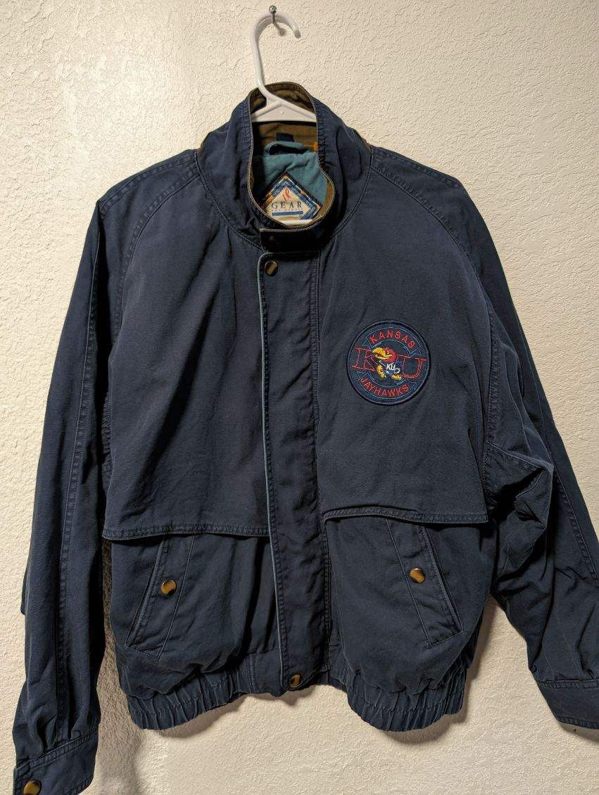 image of Vintage Ku Jayhawks Jacket Size S in Blue, Men's