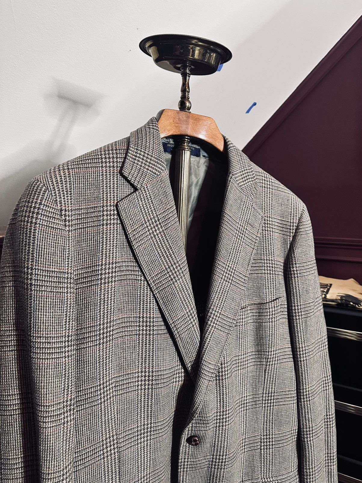 Brooks Brothers Vintage green herringbone plaid wool MiUSA sport coat Size 42R - 2 Thumbnail