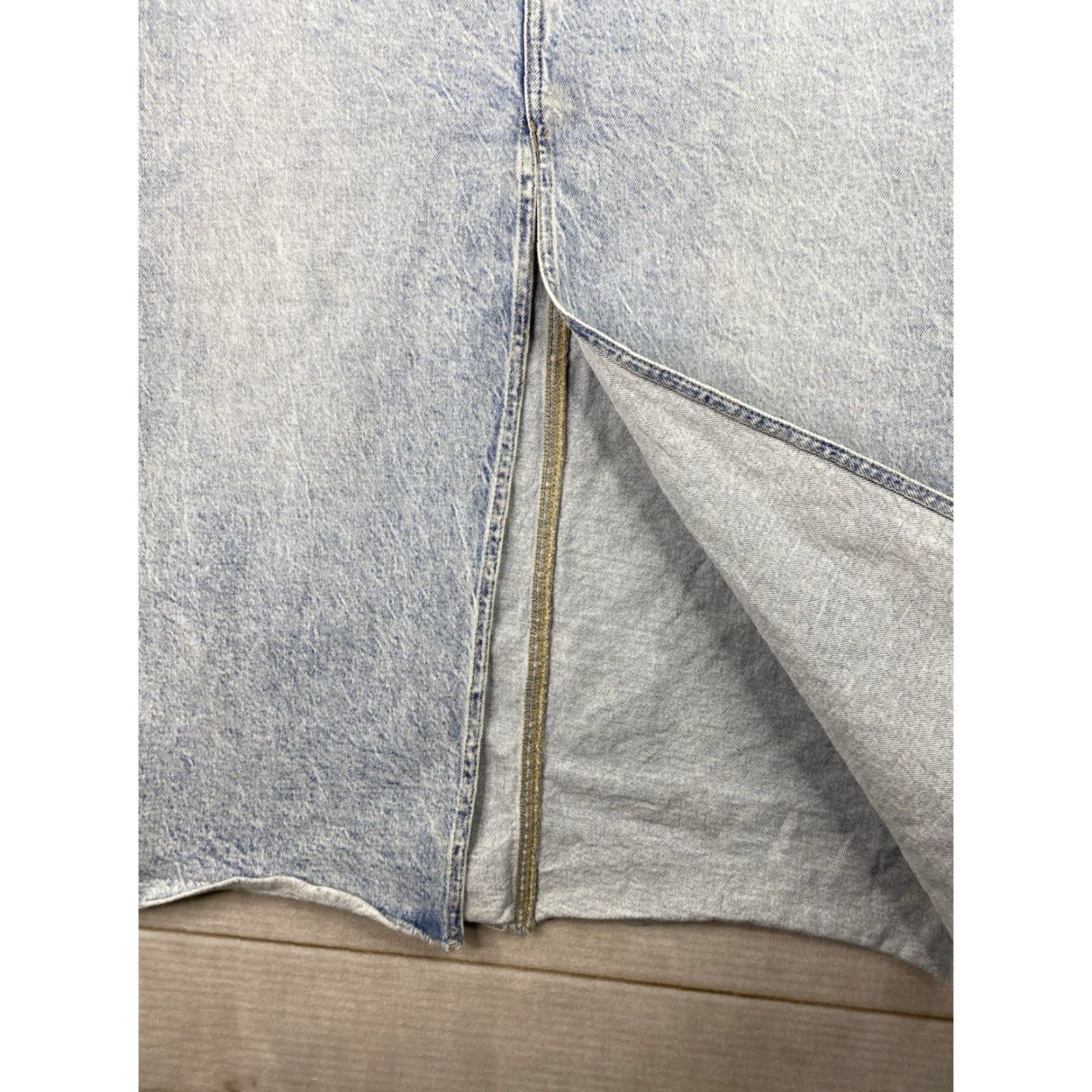 Vintage Maurices M Jeans Skirt Womens 16 Acid Wash Slit Front Stretch Denim Midi 90s Bohemian Vintage No N/A Size 38" / US 16 / IT 52 - 4 Thumbnail
