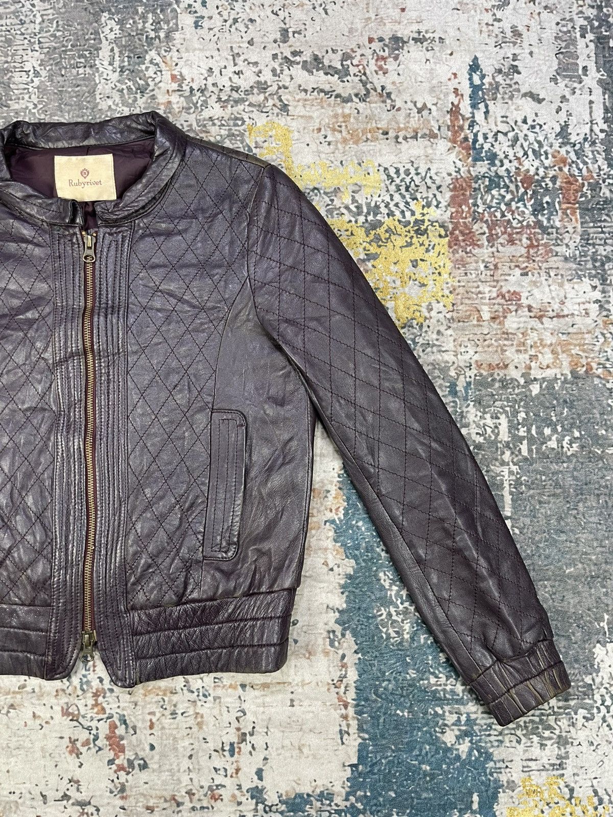 Japanese Brand Rubyrivet Quilted Sheepskin Leather Jacket Size XS / US 0-2 / IT 36-38 - 4 Thumbnail