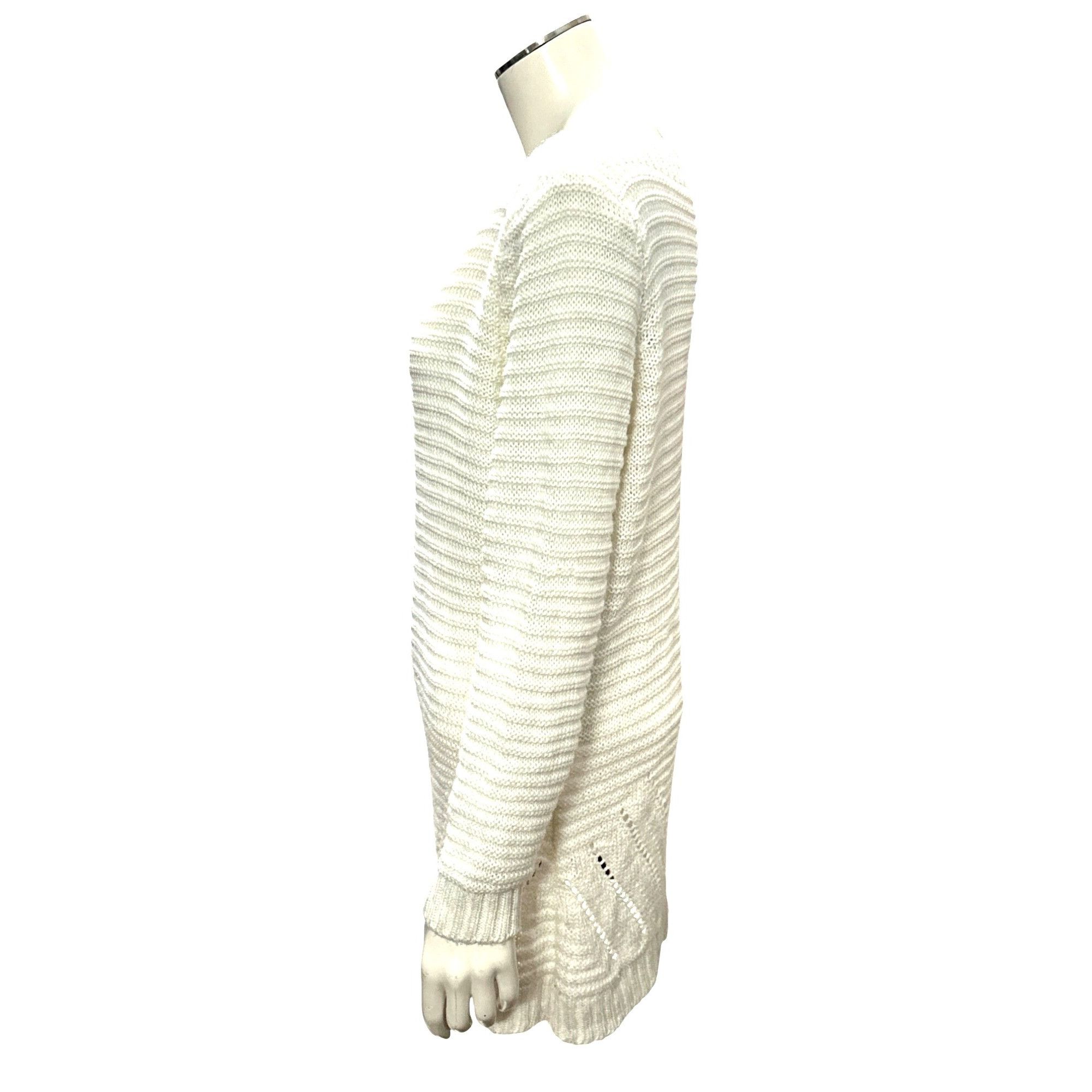 Other CCC Loose Knit White Long Sleeve Sweater Ribbed Stripes Eyel Size M / US 6-8 / IT 42-44 - 2 Thumbnail