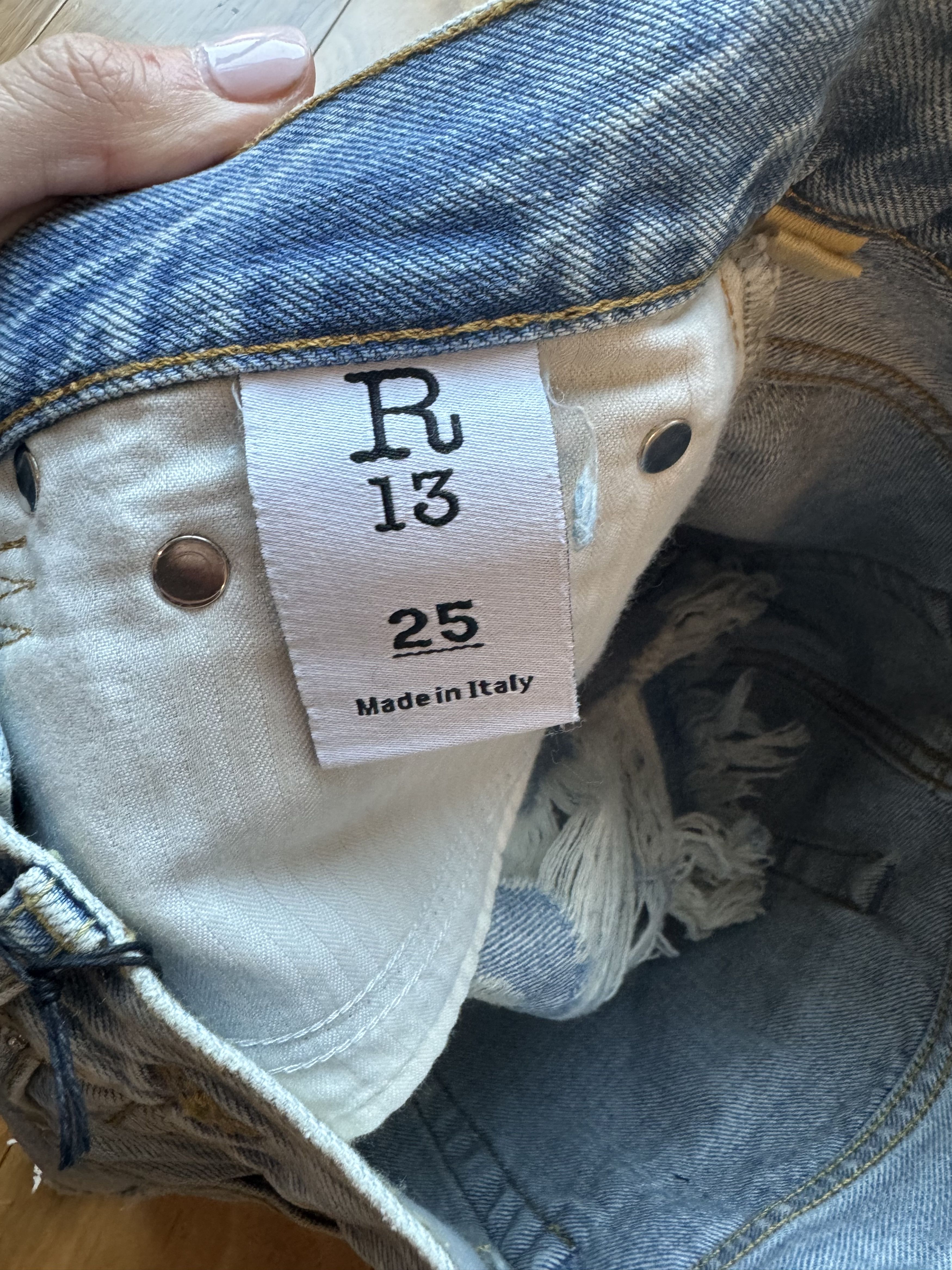 R13 Denim Shredded Slouch Shorts New With Tags Size 25" / US 0 / IT 36 - 5 Thumbnail