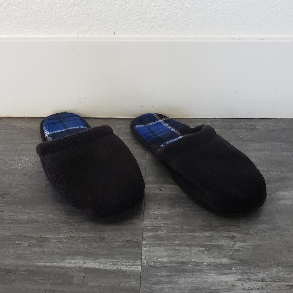 Designer Black Blue Plaid Detailed House Slipper Size US 7.5 / EU 40-41 - 2 Thumbnail