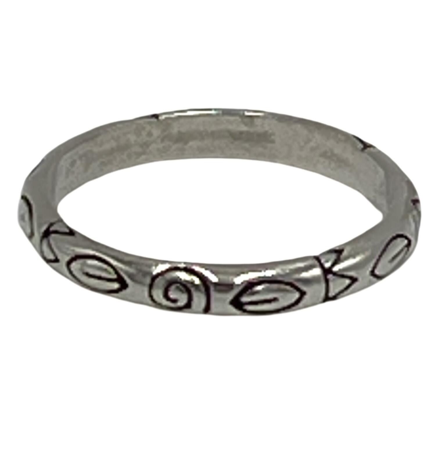 Other Engraved Southwestern Sterling Silver Laquer Embossed Ring Size ONE SIZE - 1 Thumbnail