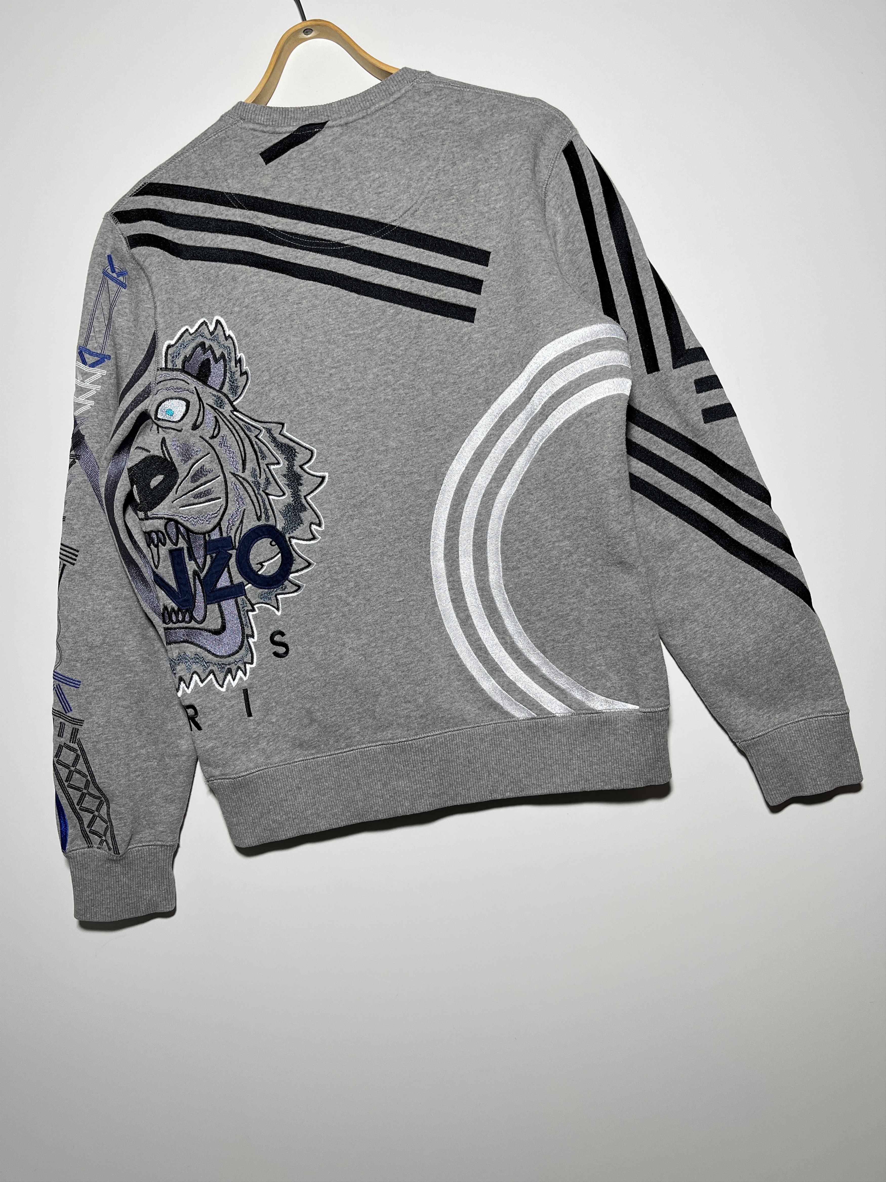 Kenzo Kenzo Embroidered Tiger Geometric Gray Sweatshirt Size M Size US M / EU 48-50 / 2 - 6 Thumbnail