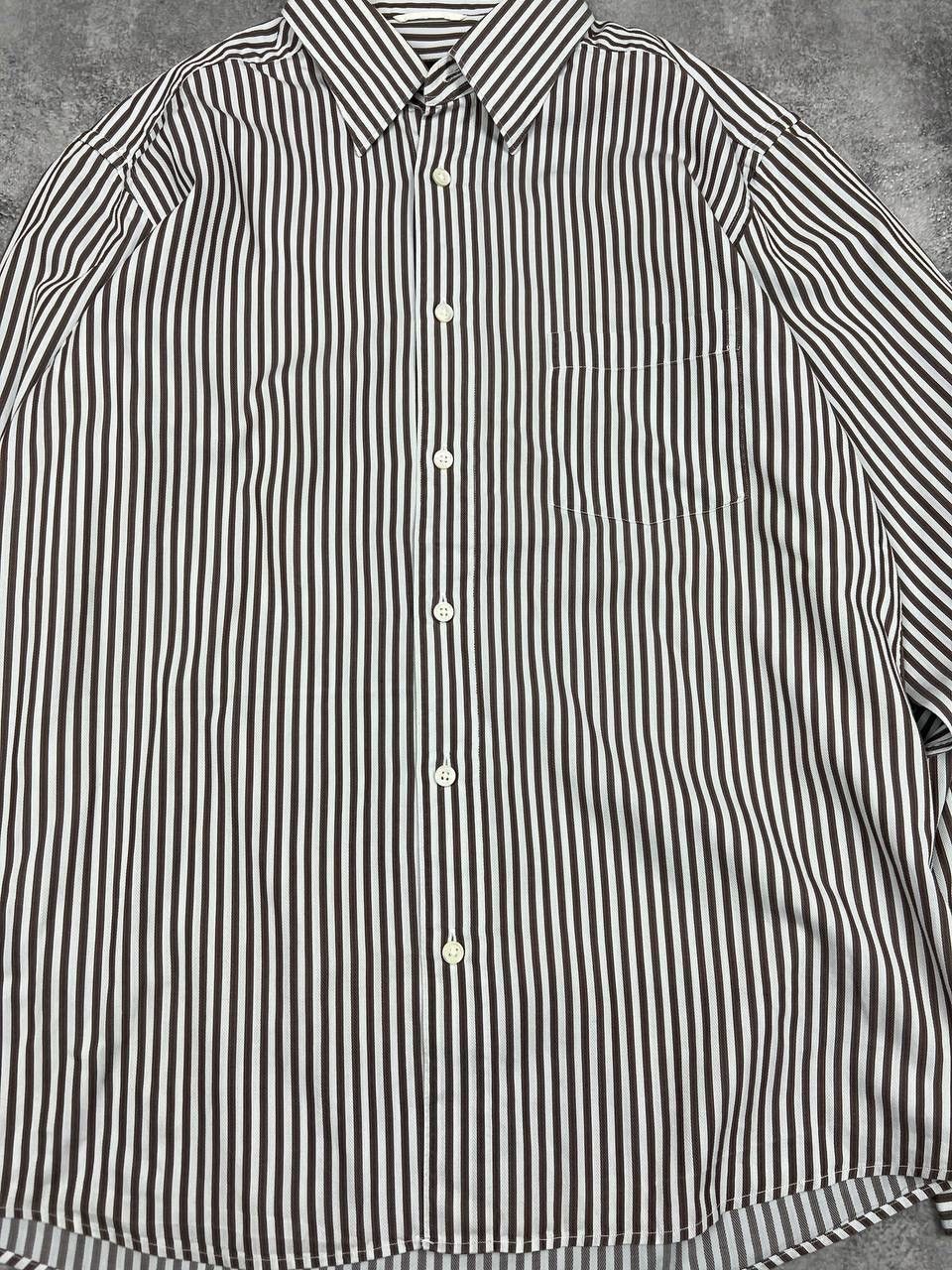 Z Zegna Ermenegildo Zegna Men Striped Shirt Brown White Size L Size US L / EU 52-54 / 3 - 3 Thumbnail