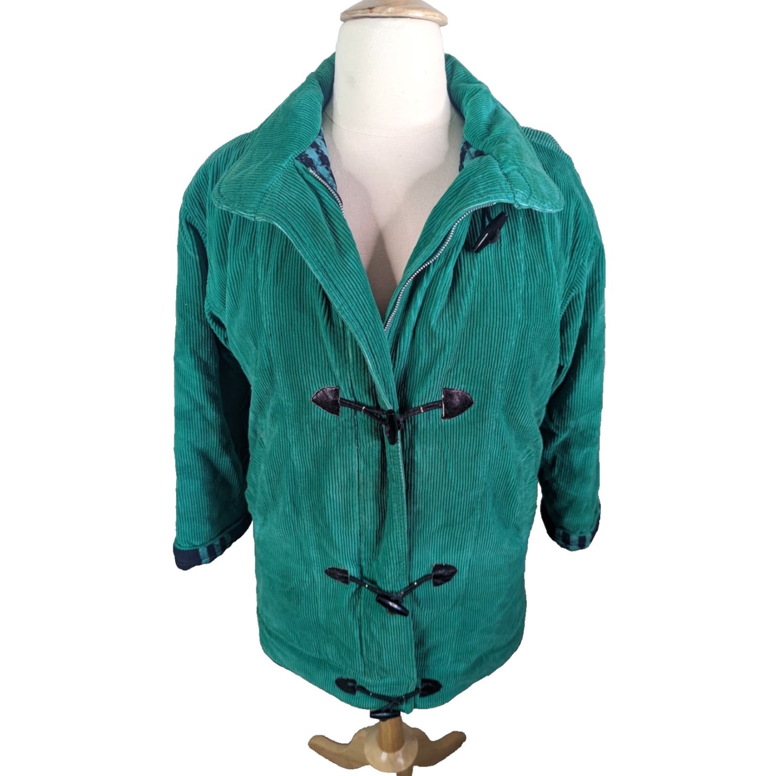 Vintage VINTAGE 80s Green Corduroy Barn Coat Winter Jacket Quilt Lined Womens L 14 Parka Jacket Coat Size L / US 10 / IT 46 - 2 Thumbnail