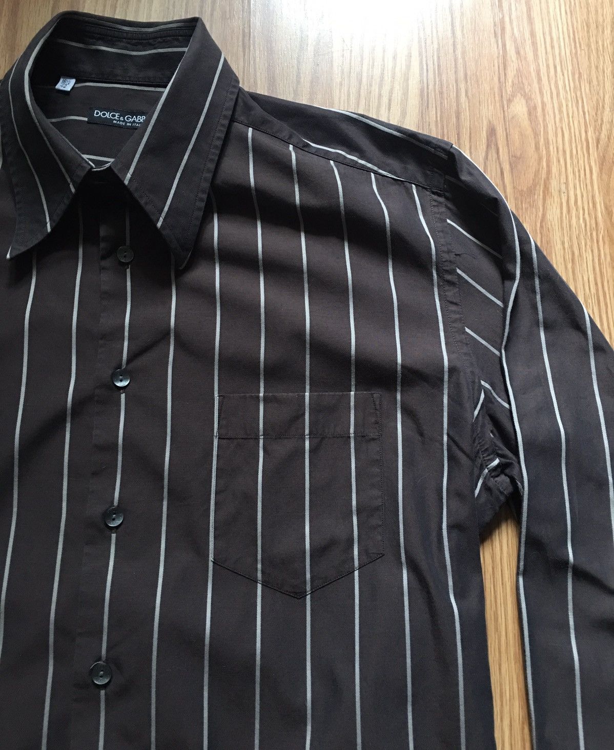 Dolce & Gabbana Dolce & Gabbana Brown Striped Mens Shirt Size 16.5 / 42 Size 42R - 2 Thumbnail