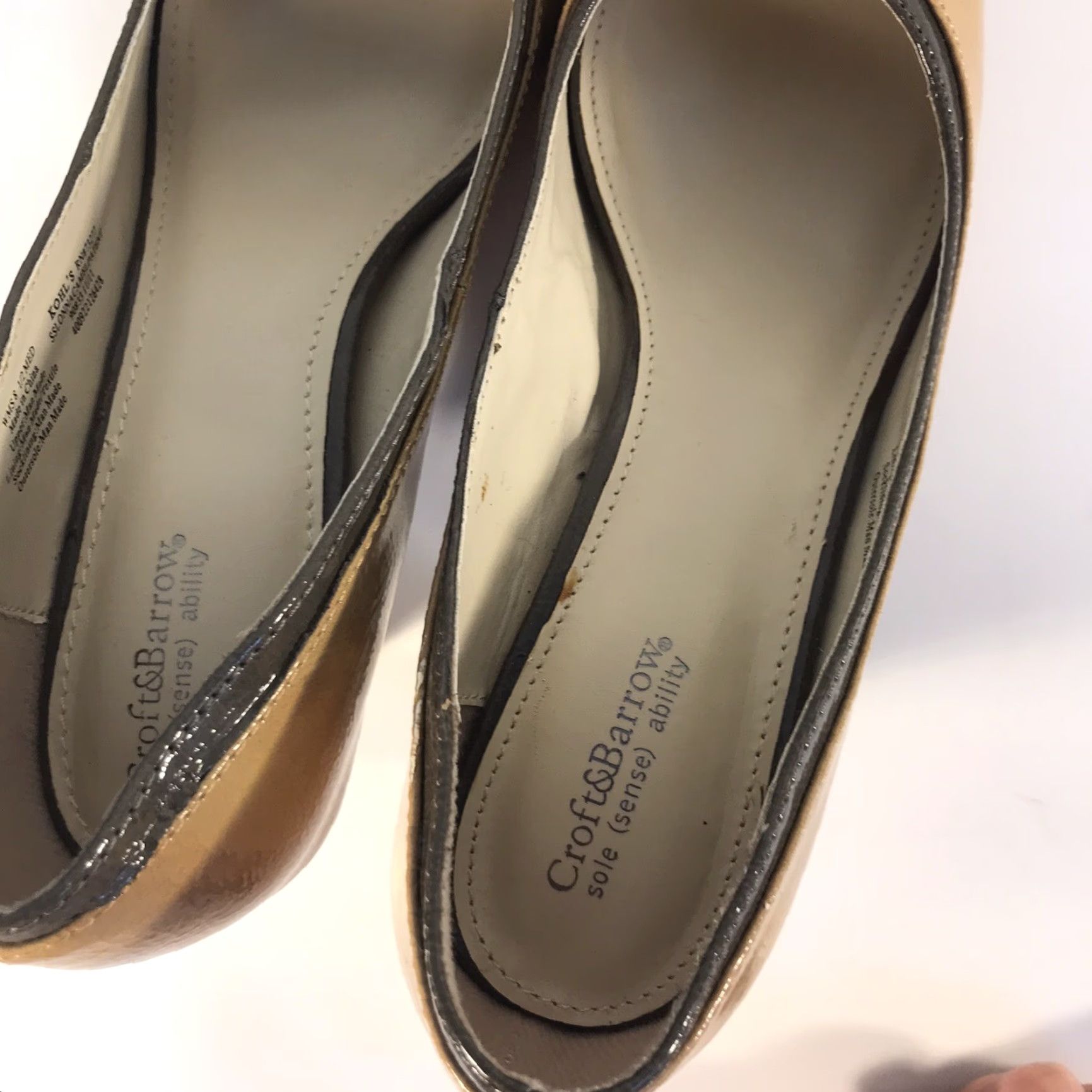 Croft & Barrow Croft & Barrow Peep Toe Block Heels Womens Size 8.5M Camel/Gray Size US 8.5 / IT 38.5 - 4 Thumbnail