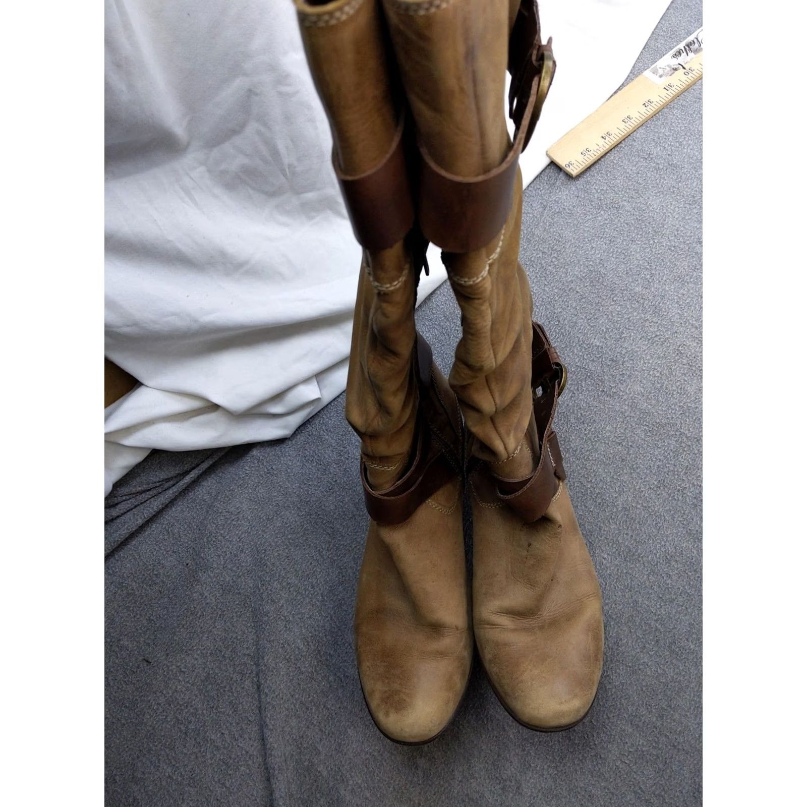 Vintage Pikolinos Boots Womens Size 9 Brown Leather Tall Slouch Buckle Zip Riding Boot Size US 10 / IT 40 - 5 Thumbnail